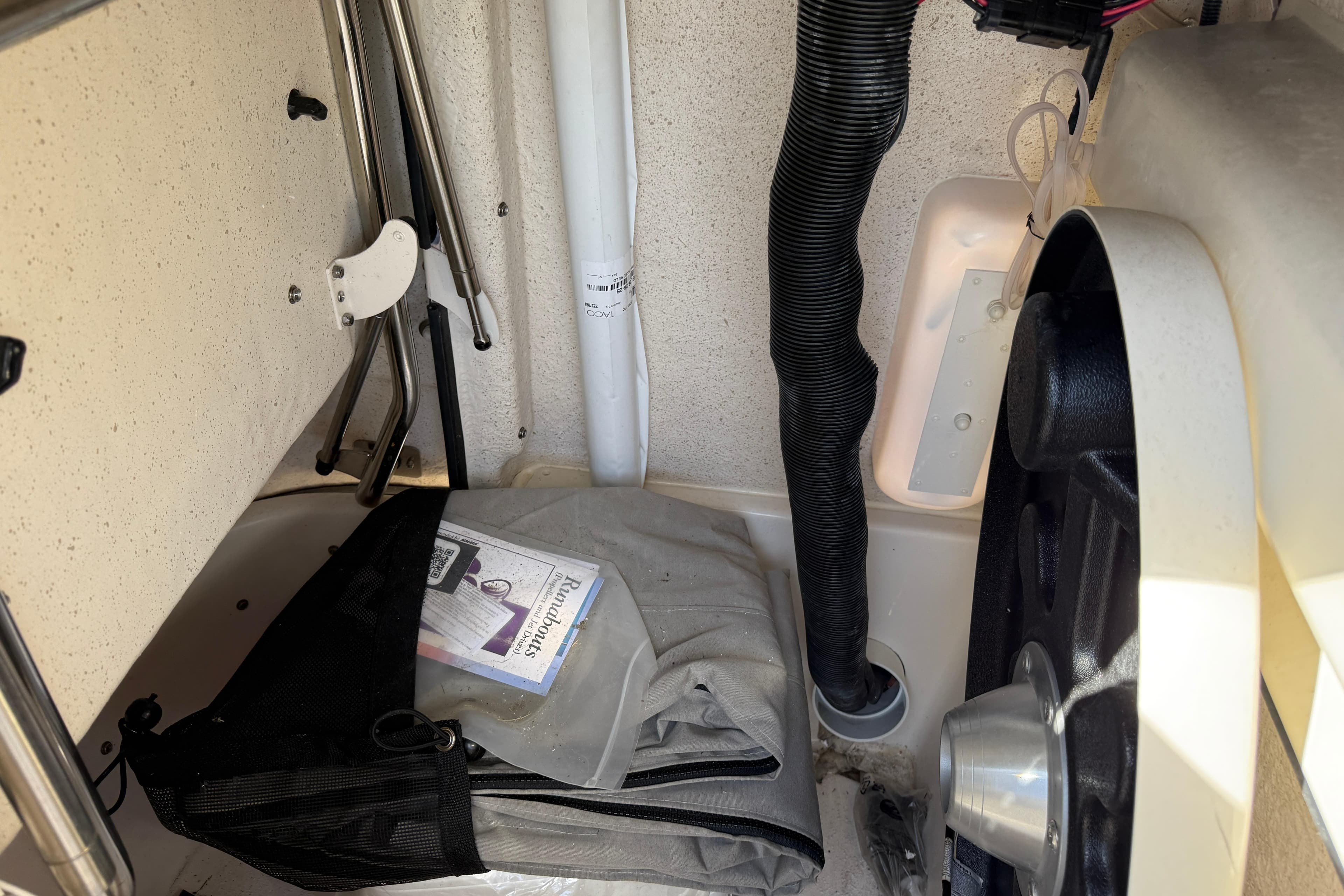 Interior view of 2025 Sea Chaser 22 HFC boat storage compartment.