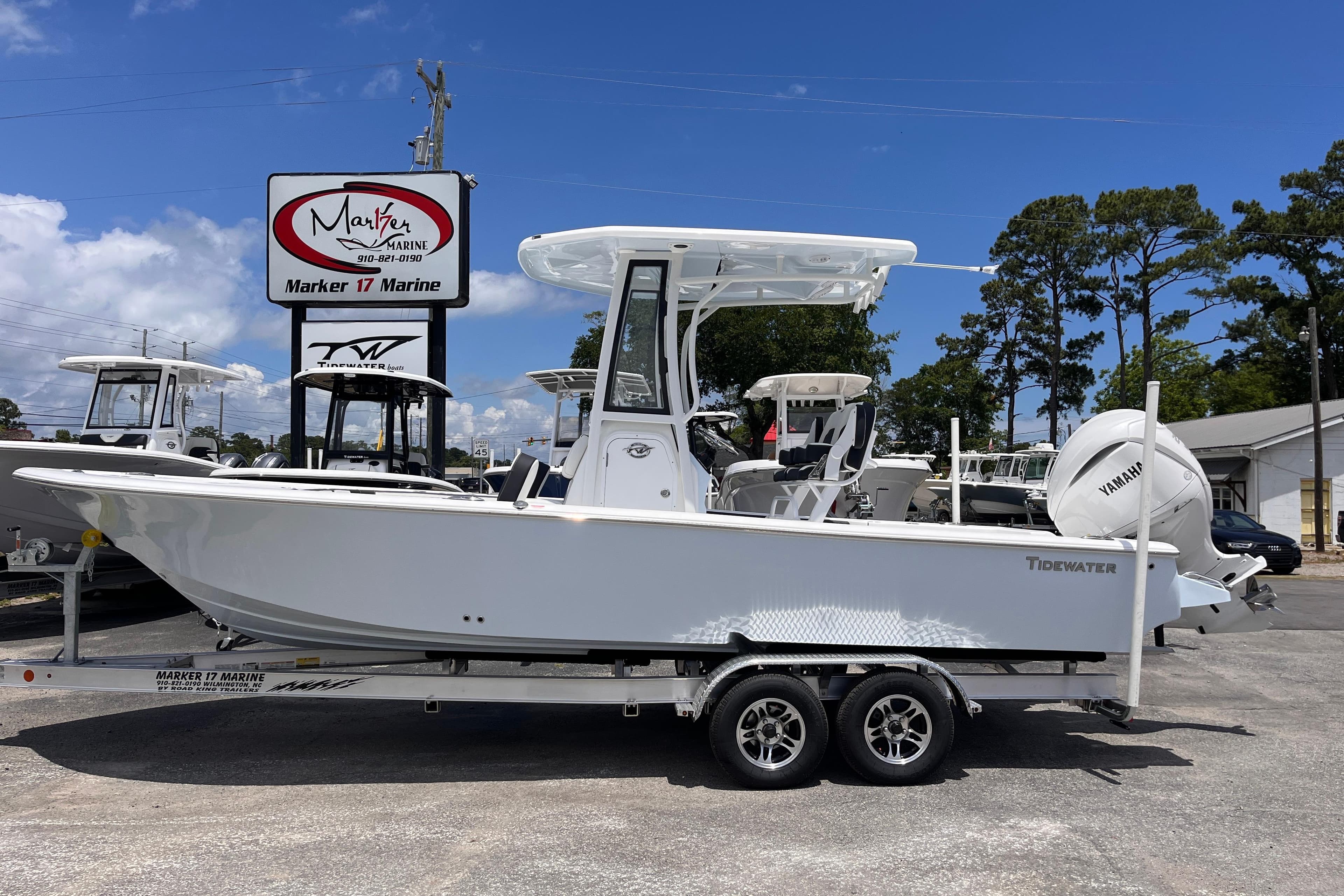 2026 Tidewater 2300 Carolina Bay boat on trailer at Marker 17 Marine.
