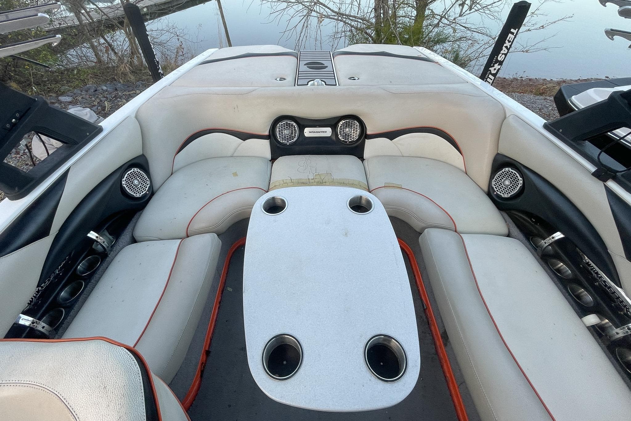 2011 Malibu Wakesetter 21 VLX boat interior with seating and table.