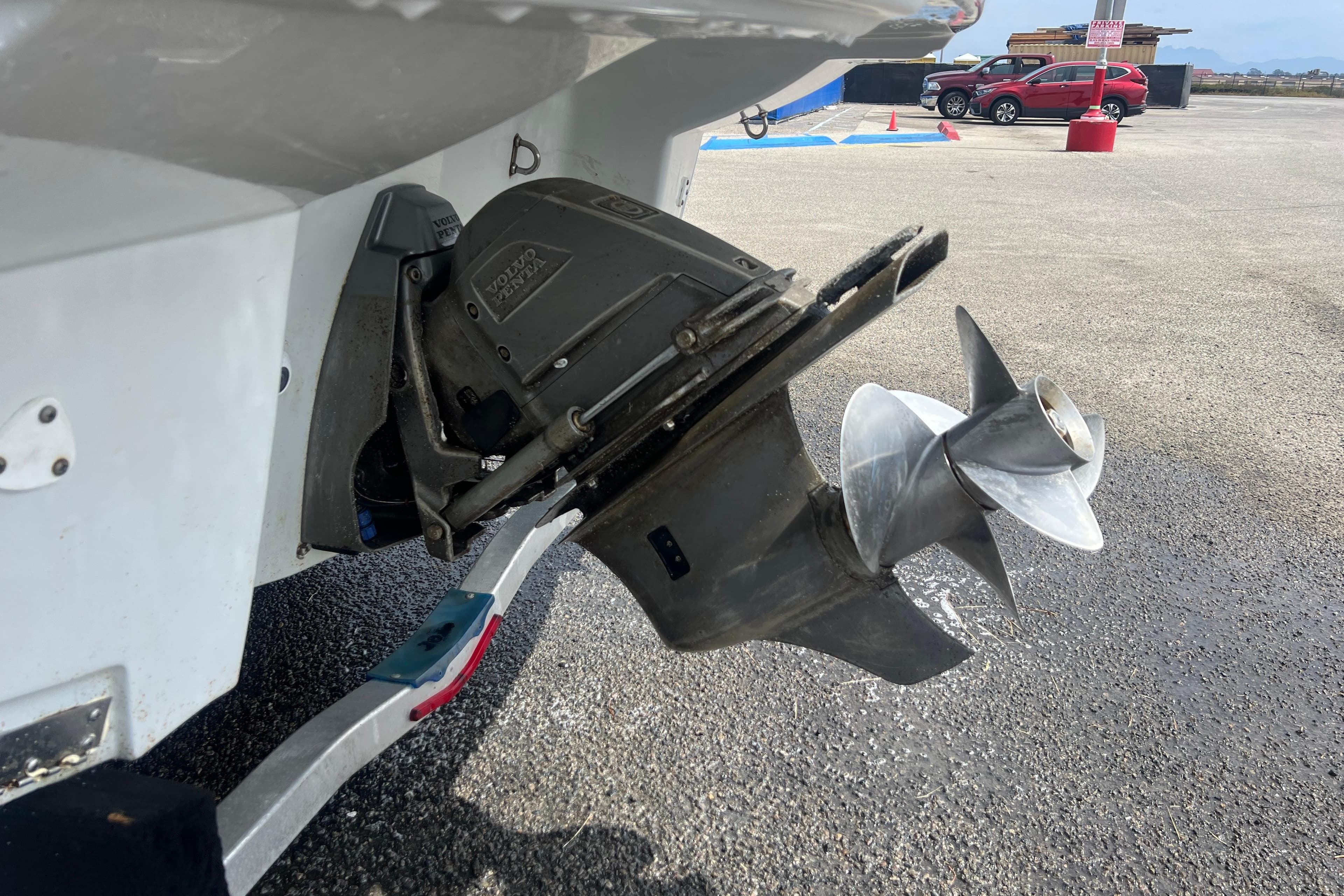 2021 Crownline 264 CR boat with Volvo Penta outdrive and dual propellers.