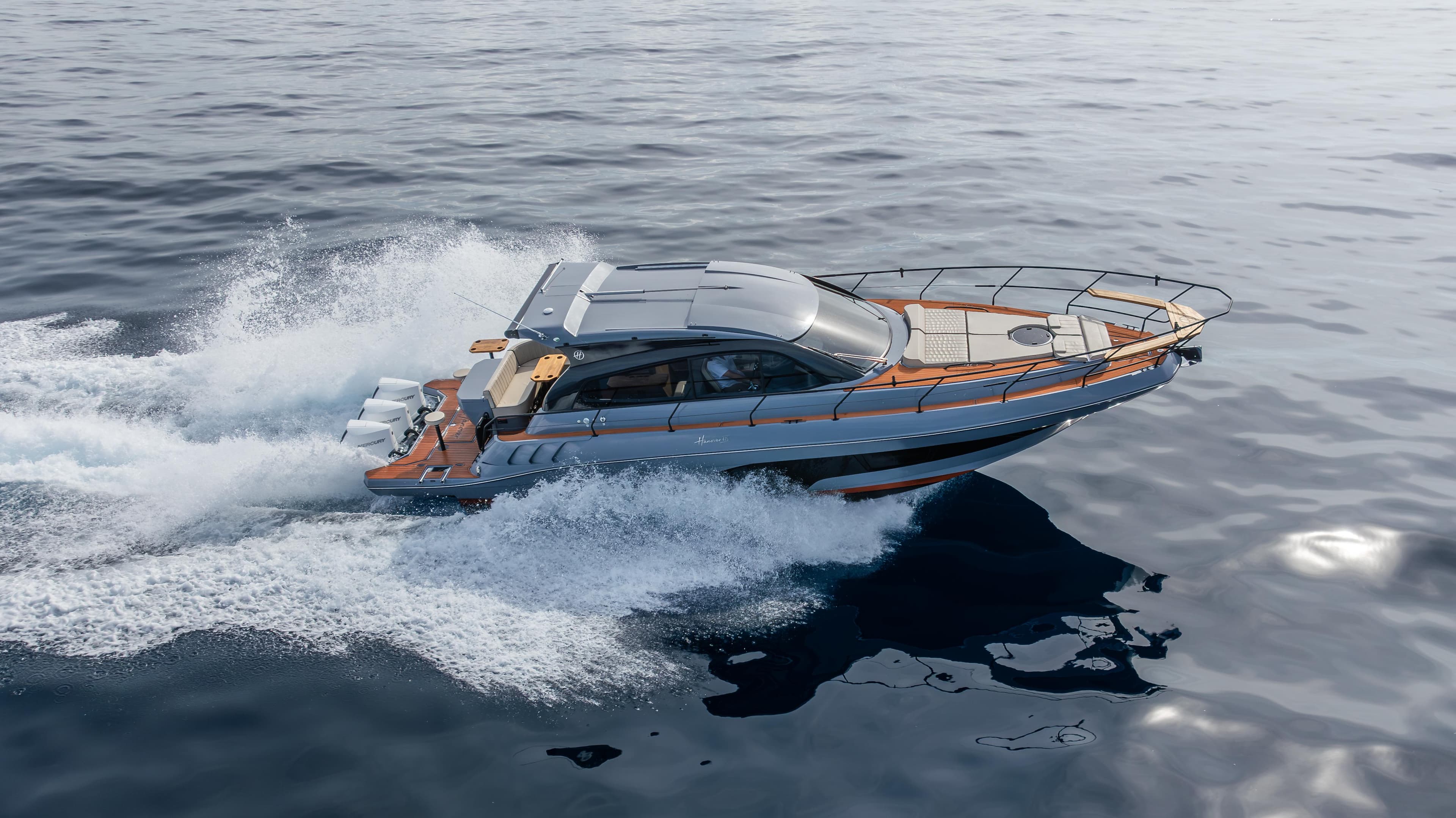 2025 Hanover 415 yacht cruising on open water.