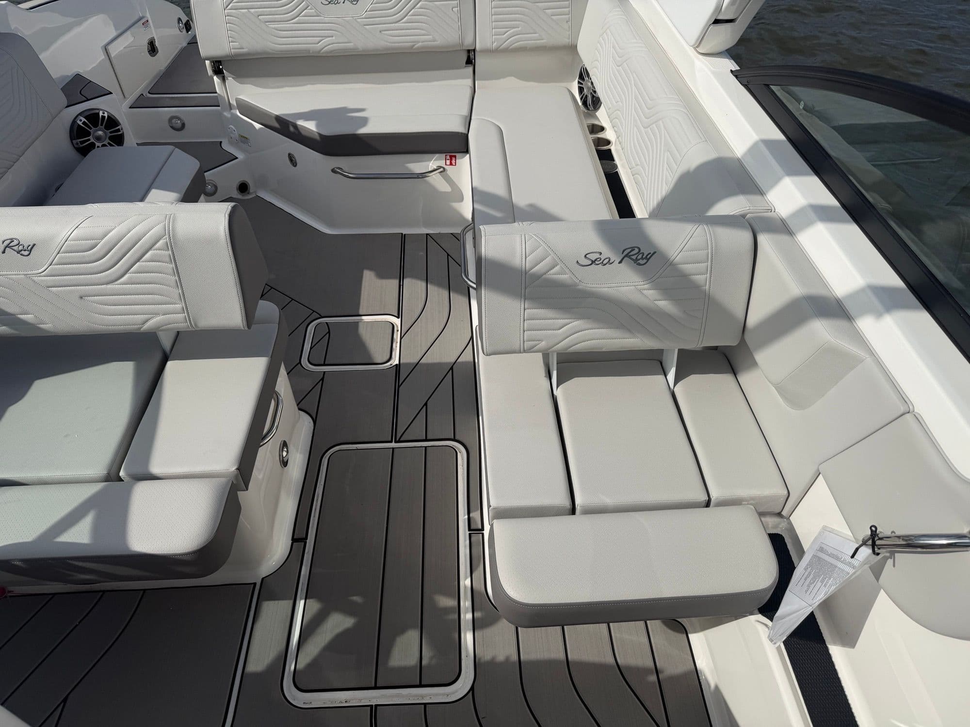 Interior of Sea Ray SDX 270 Surf boat, 2025 model.