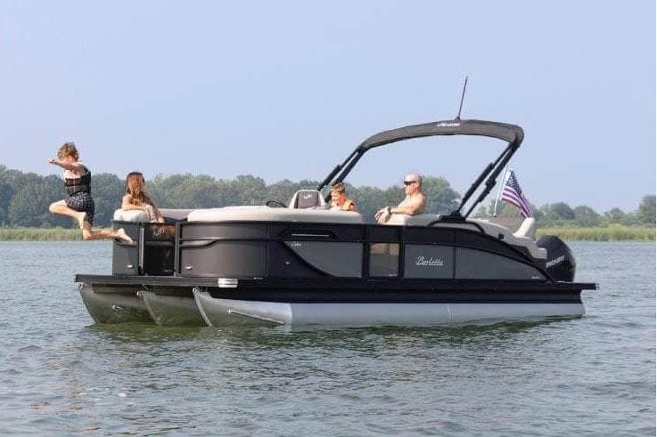 Manufacturer Provided Image: 2026 Barletta Cabrio 22UC pontoon boat on water, people enjoying leisure activities.