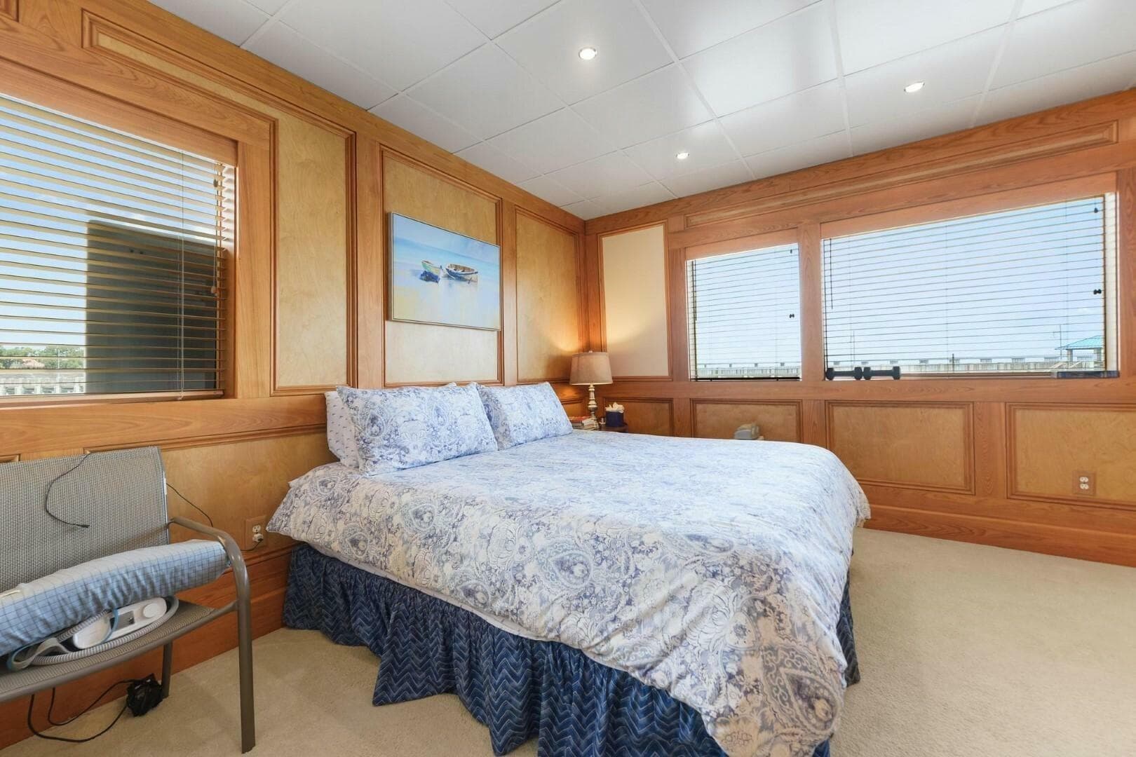 Luxurious bedroom interior in 2018 Avenger Custom Luxury Catamaran Coastal Cruiser.
