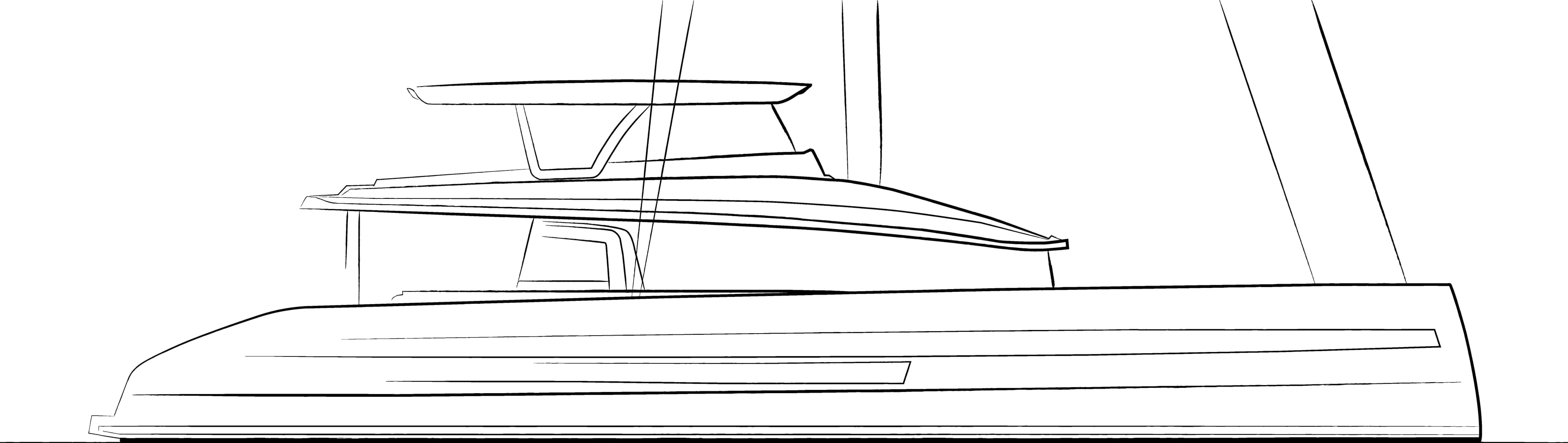 Sketch of JFA Long Island 87 yacht, model year 2028.
