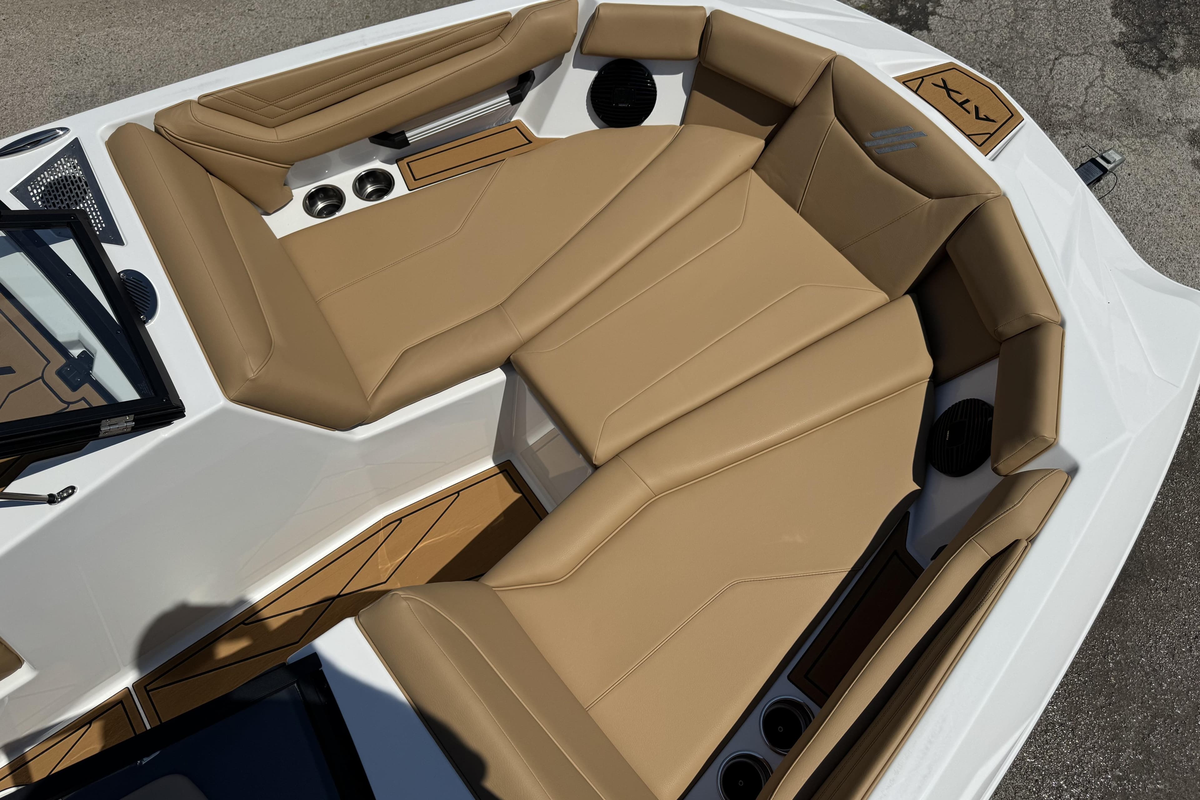 2026 ATX Surf Boats 22 Type-S interior with tan seating and modern design.