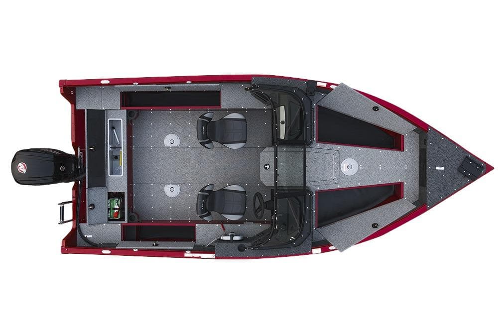 Manufacturer Provided Image: Top view of 2026 Lund 1800 Explorer Sport boat with dual seats and motor.