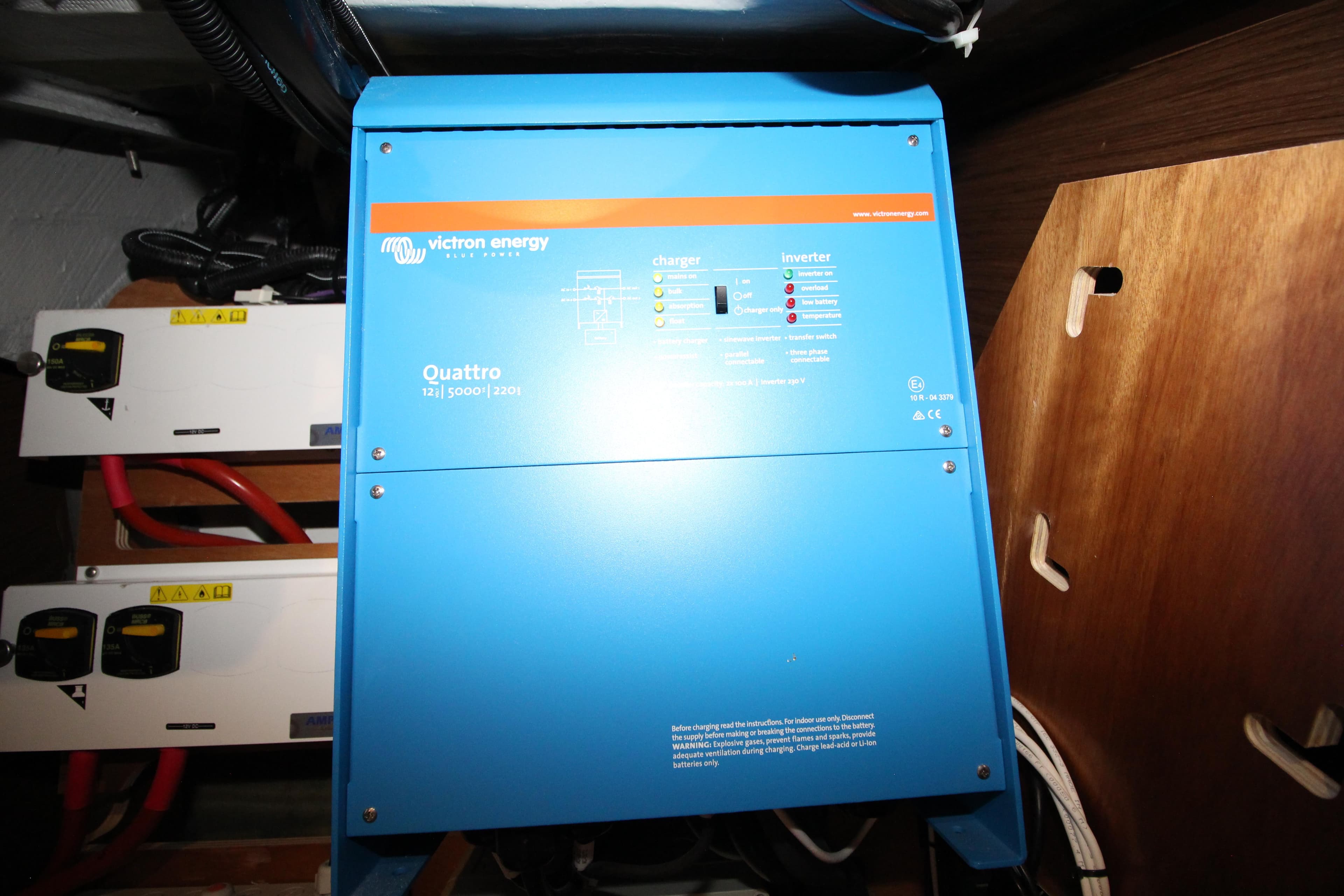 Victron Energy Quattro inverter in 2021 Lagoon 46 yacht.
