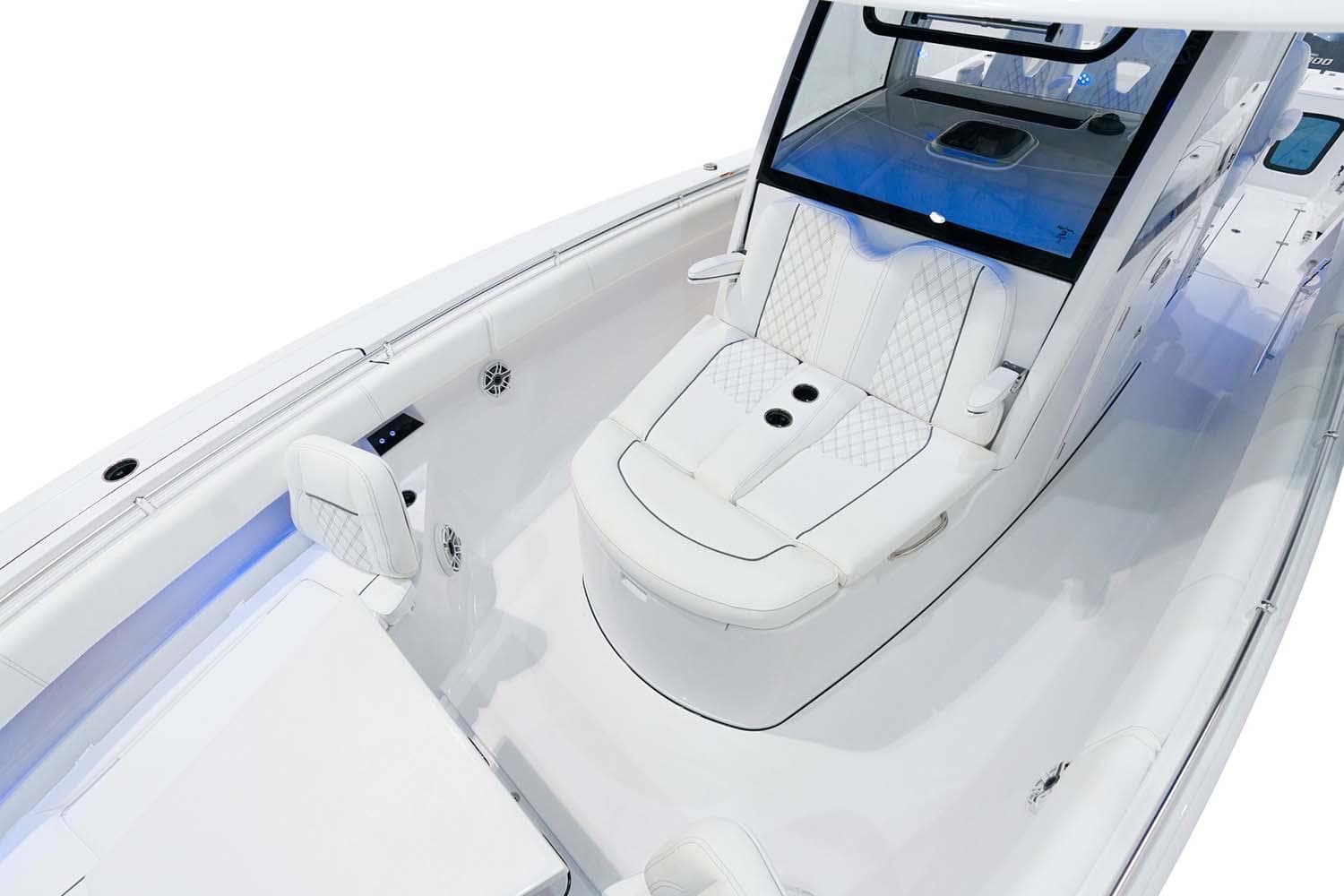 Manufacturer Provided Image: 2025 Sportsman Open 352 Center Console boat with sleek white seating and modern design.