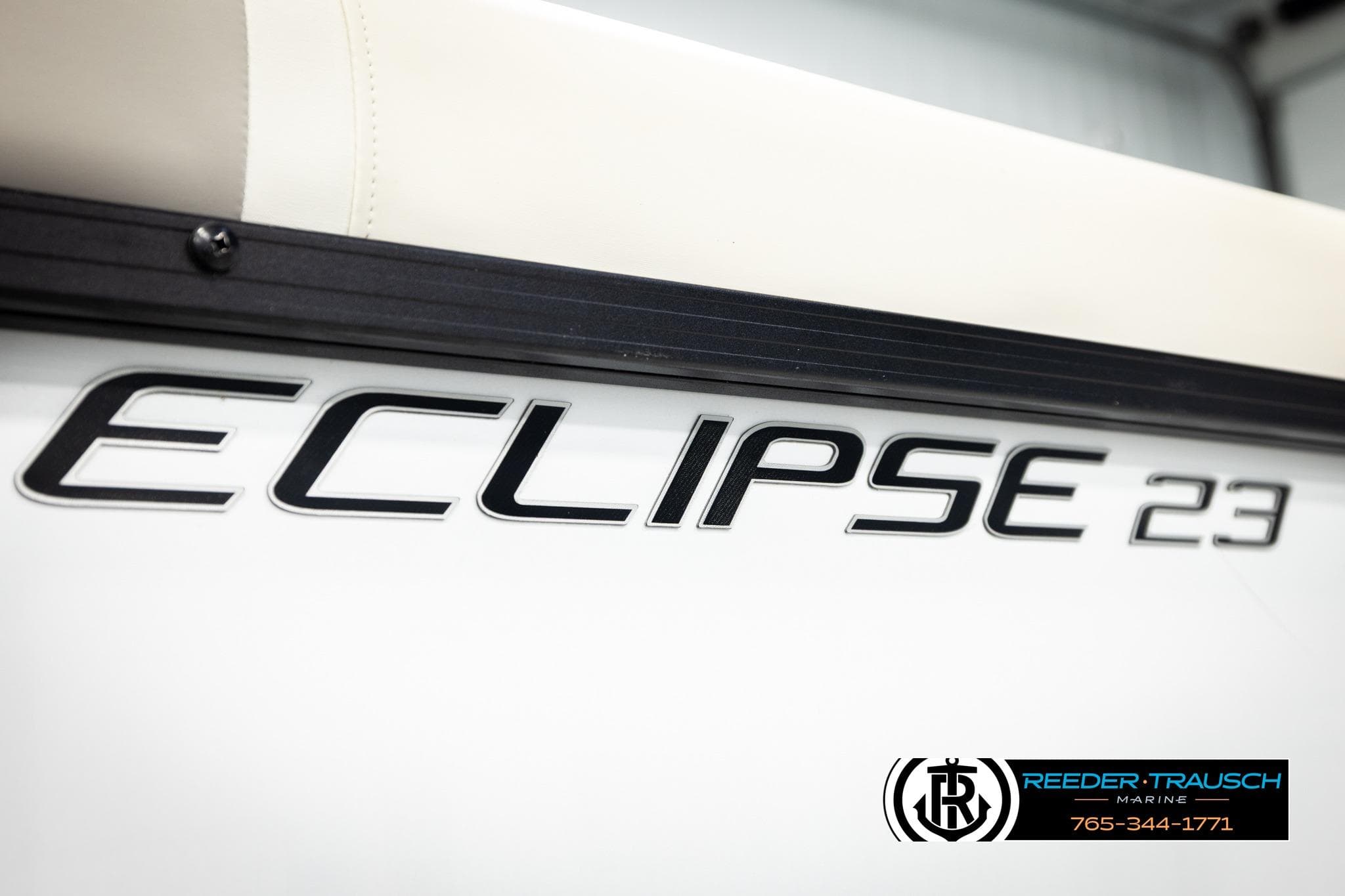 2023 SunChaser 23 Eclipse SSB boat branding with Reeder-Trausch Marine contact details.