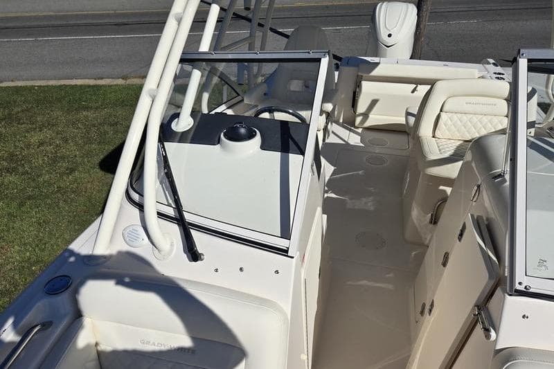 2026 Grady-White Freedom 235 boat interior with seating and helm station.