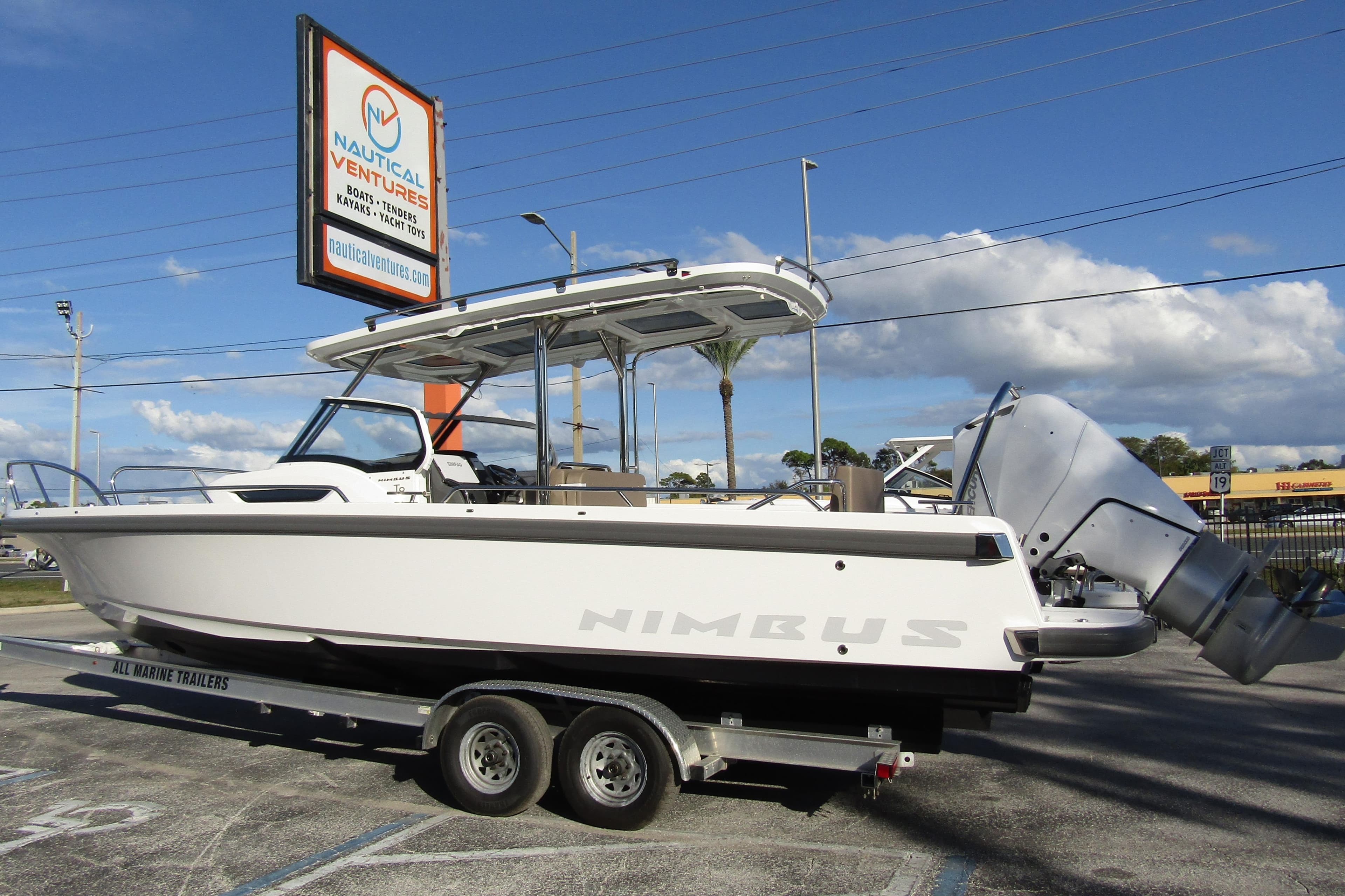 2025 Nimbus Tender 9 boat on trailer at Nautical Ventures dealership.