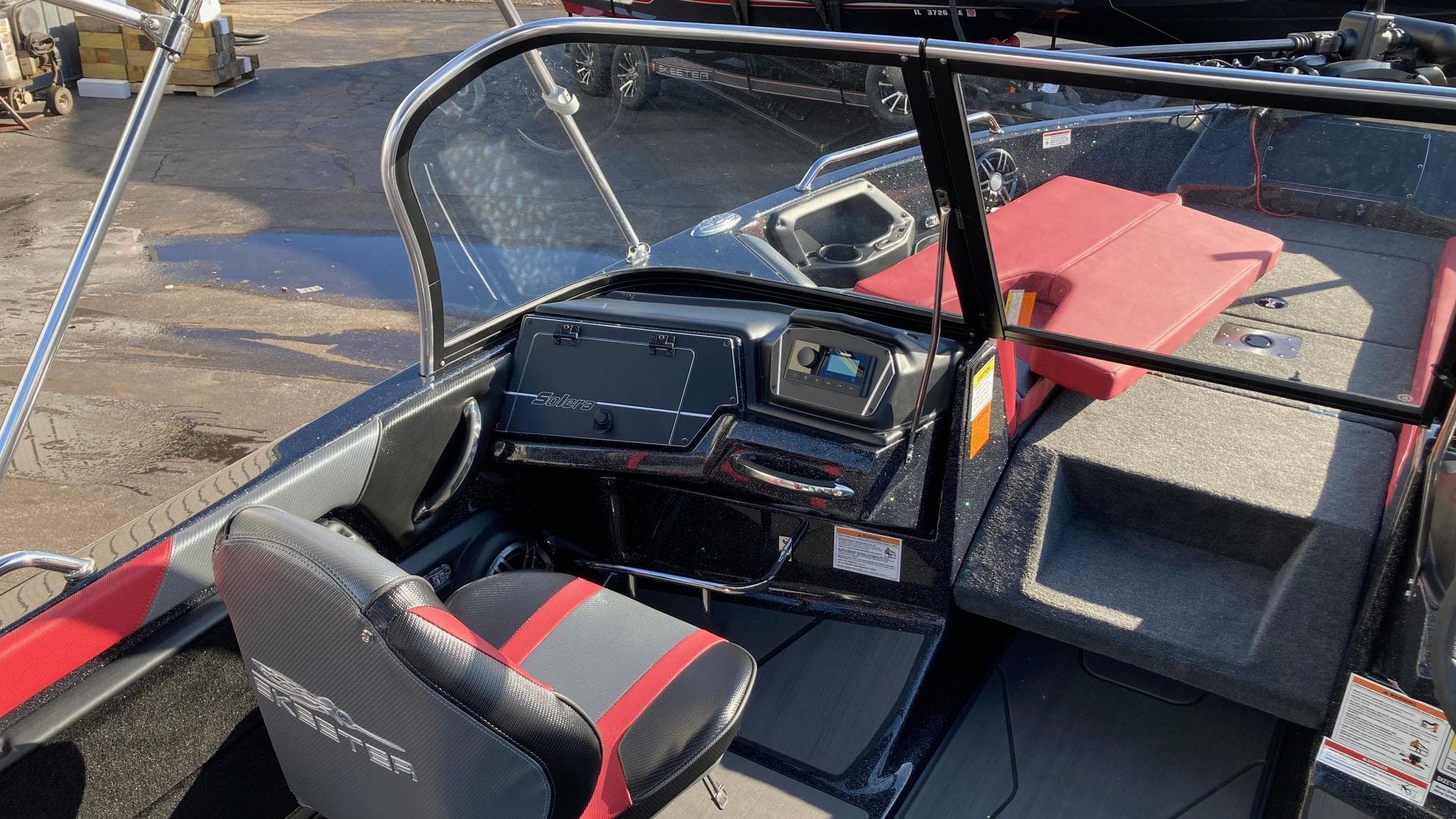 2024 Skeeter Solera 205 boat interior with steering console and seating.