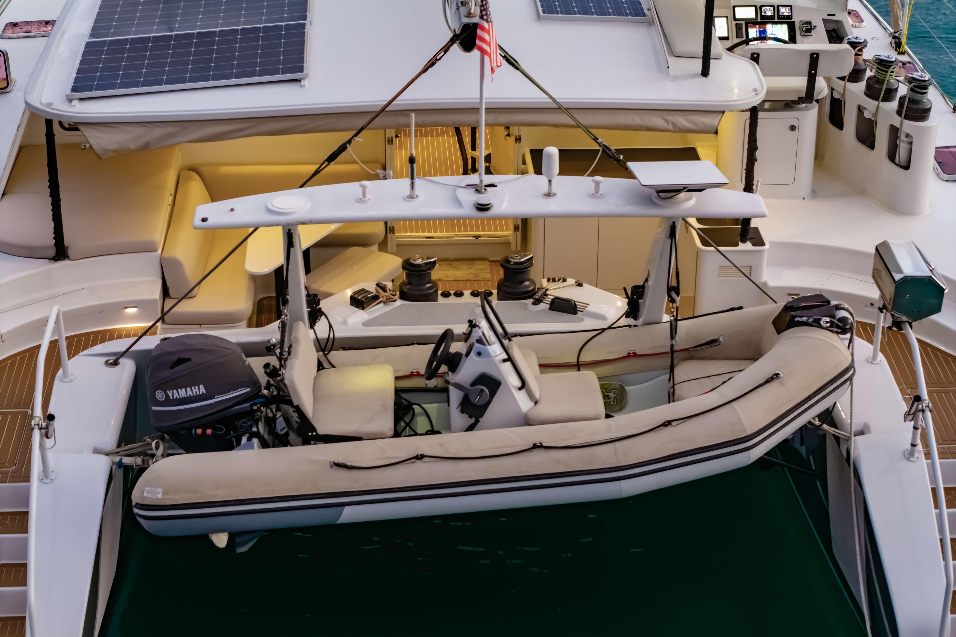 Luxury Morrelli & Melvin 65 custom yacht, 2012 model, with solar panels and Yamaha motor.