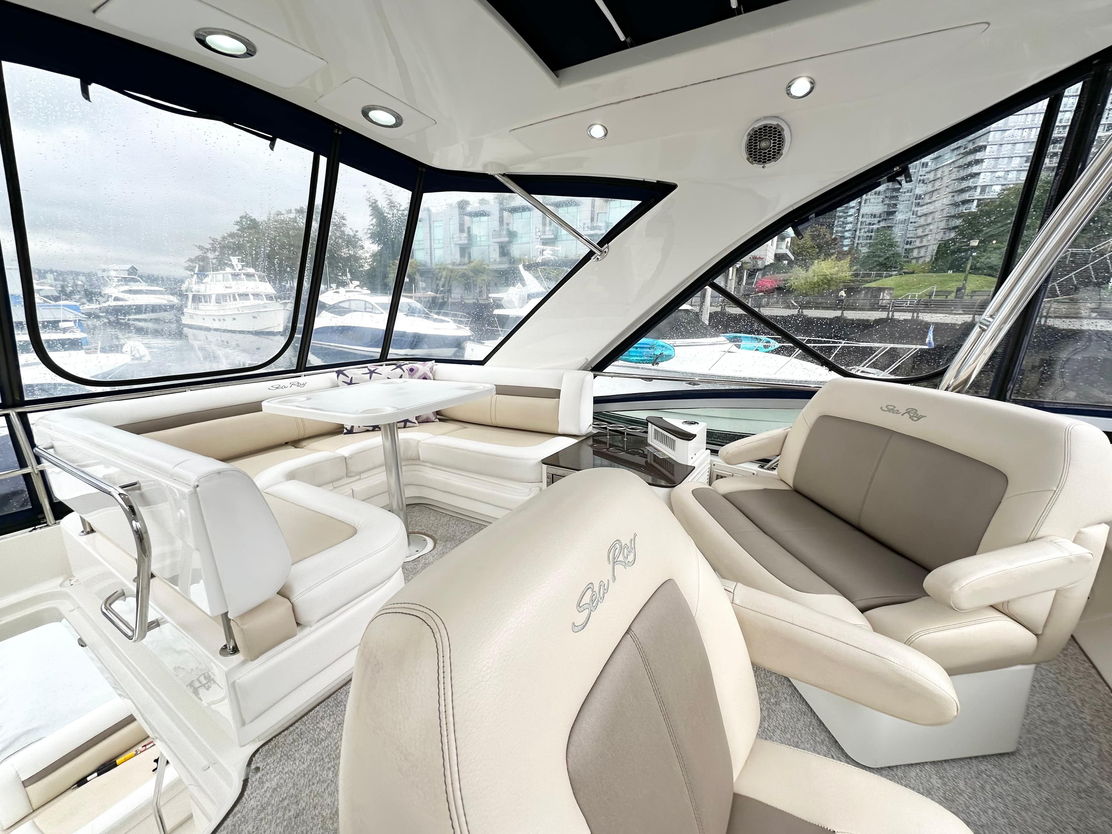 Interior of a 2012 Sea Ray 450 Sedan Bridge yacht.