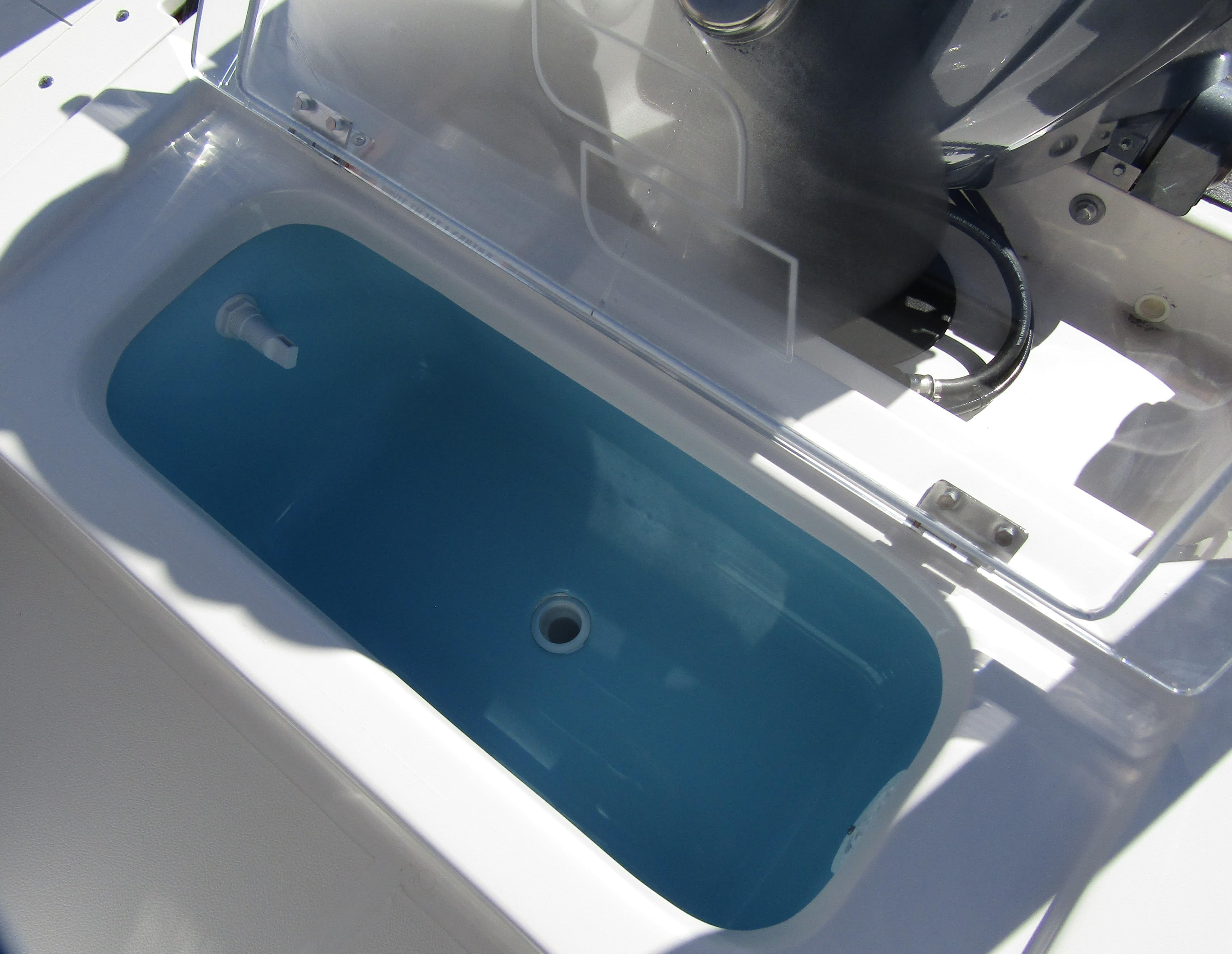 Livewell compartment on 2024 Starcraft SVX 191 OB CC boat.