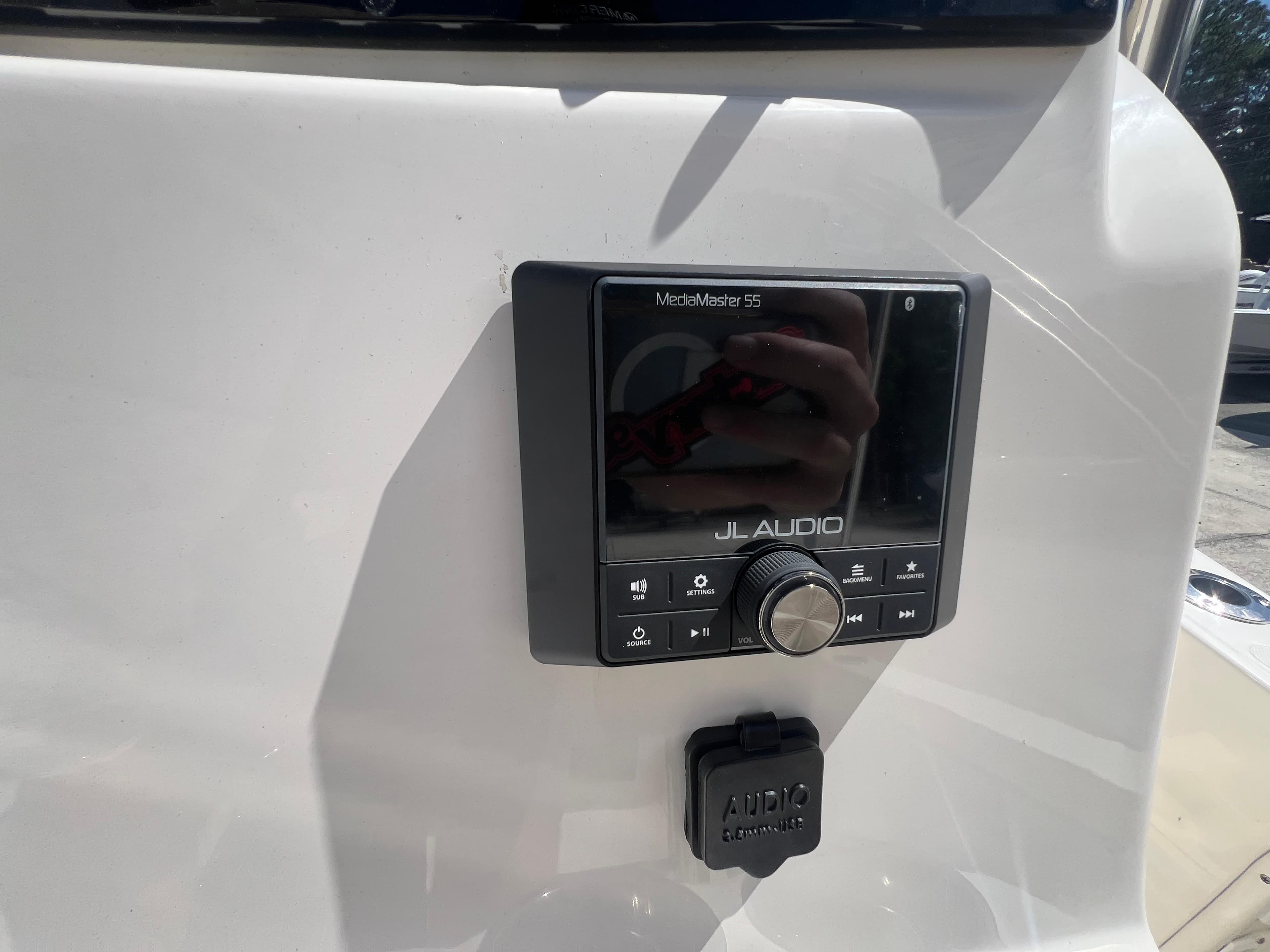 JL Audio MediaMaster 55 on 2026 Pioneer 180 Islander boat dashboard.