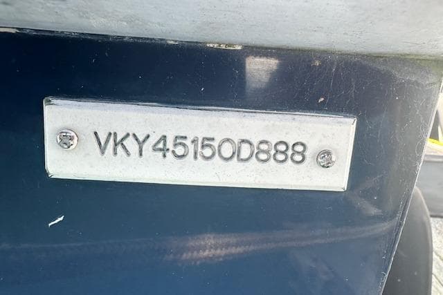 VIN plate on a 1988 Viking 45 Convertible boat, displaying serial number VKY45150D888.