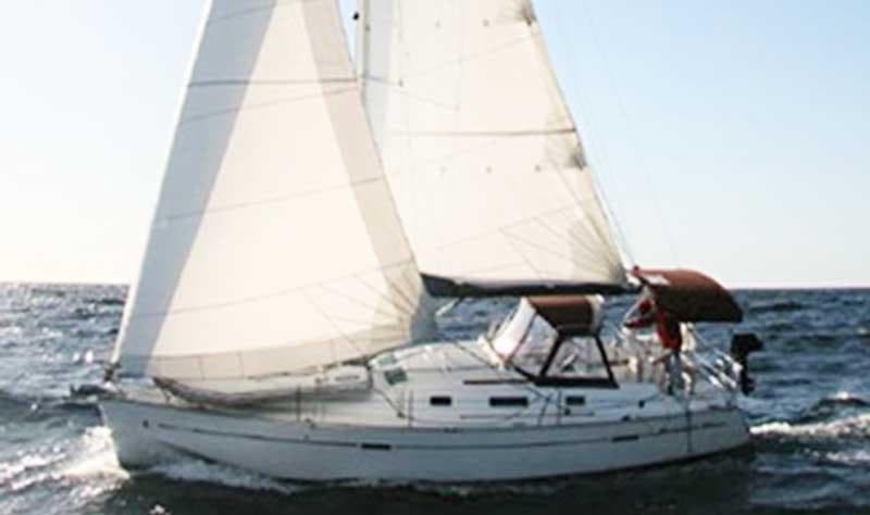 2007 Beneteau 343 sailboat navigating open waters with full sails.