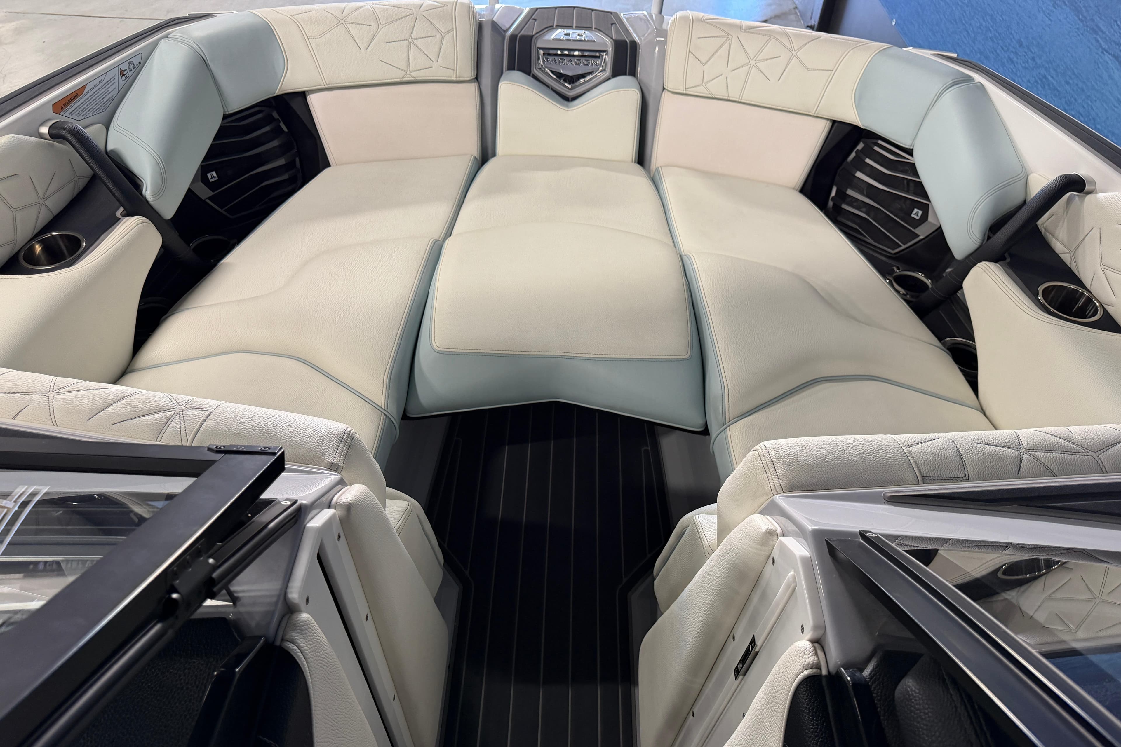Luxurious interior of 2021 Nautique Super Air Nautique G23 Paragon boat.