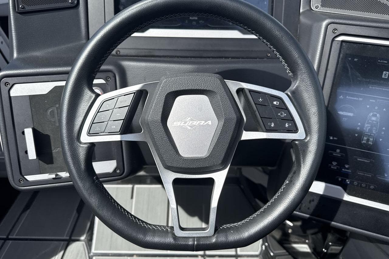 2024 Supra SL 550 steering wheel with integrated controls and modern dashboard display.
