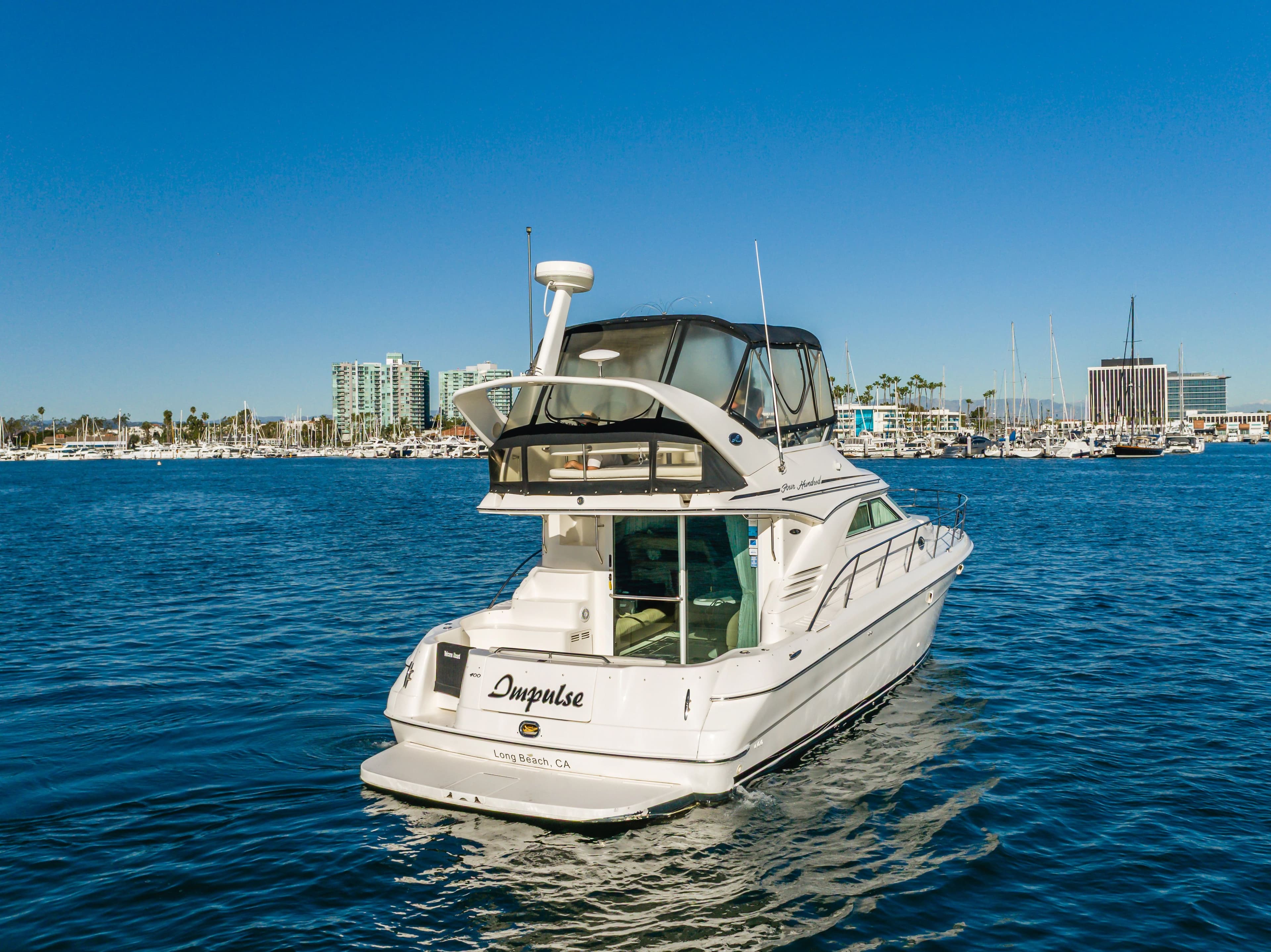 2002 Sea Ray 400 Sedan Bridge on the water in Long Beach.