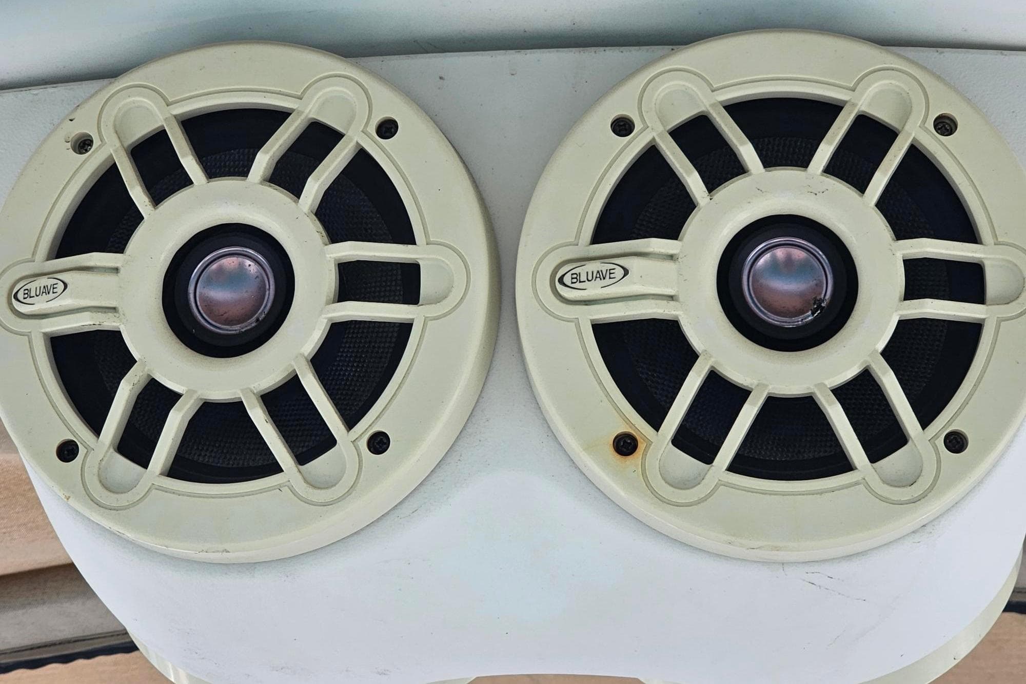 Dual Bluave speakers on a 2009 Regal 2860 Window Express boat.