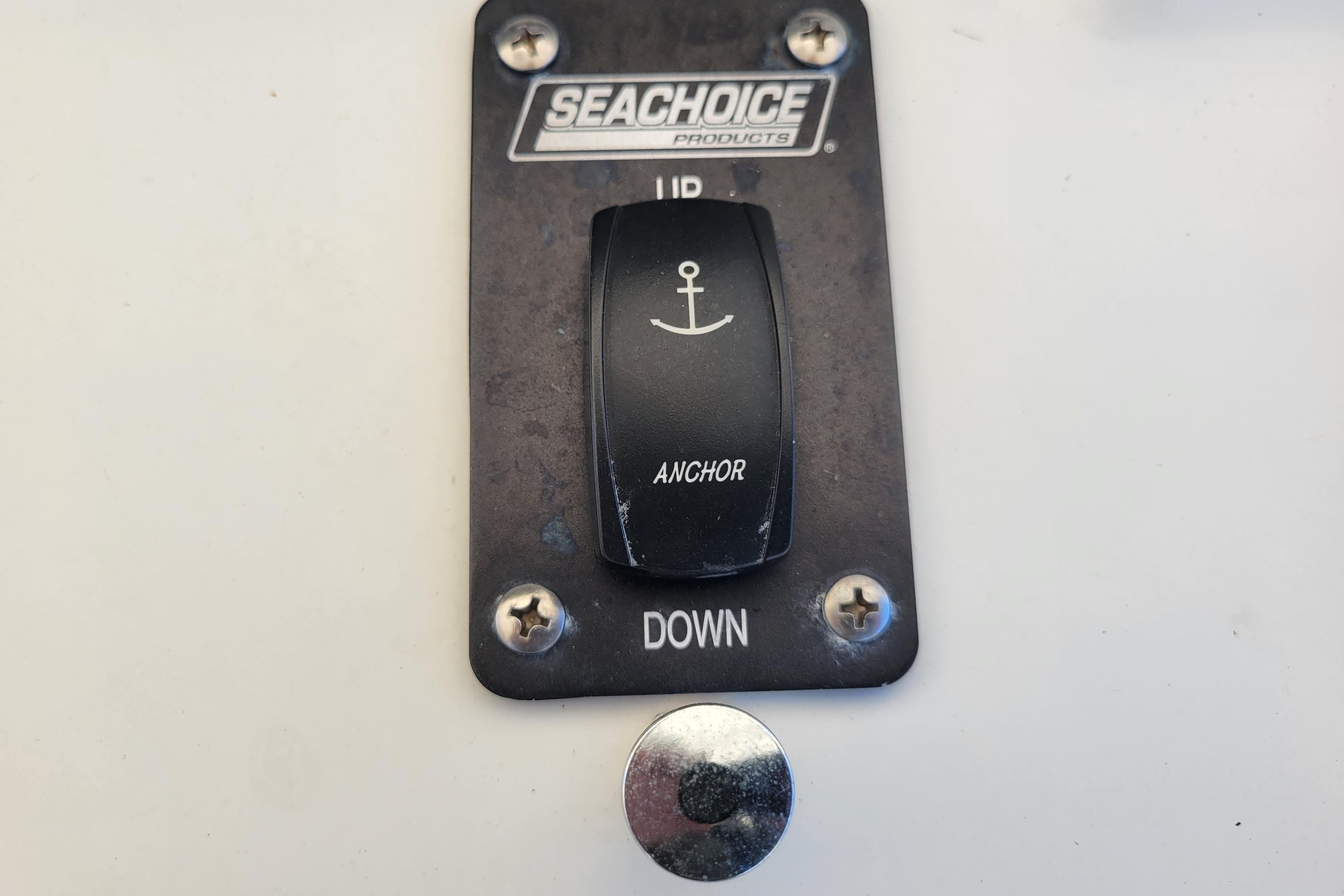 Seachoice anchor switch on 1979 Bertram 38 Convertible boat control panel.