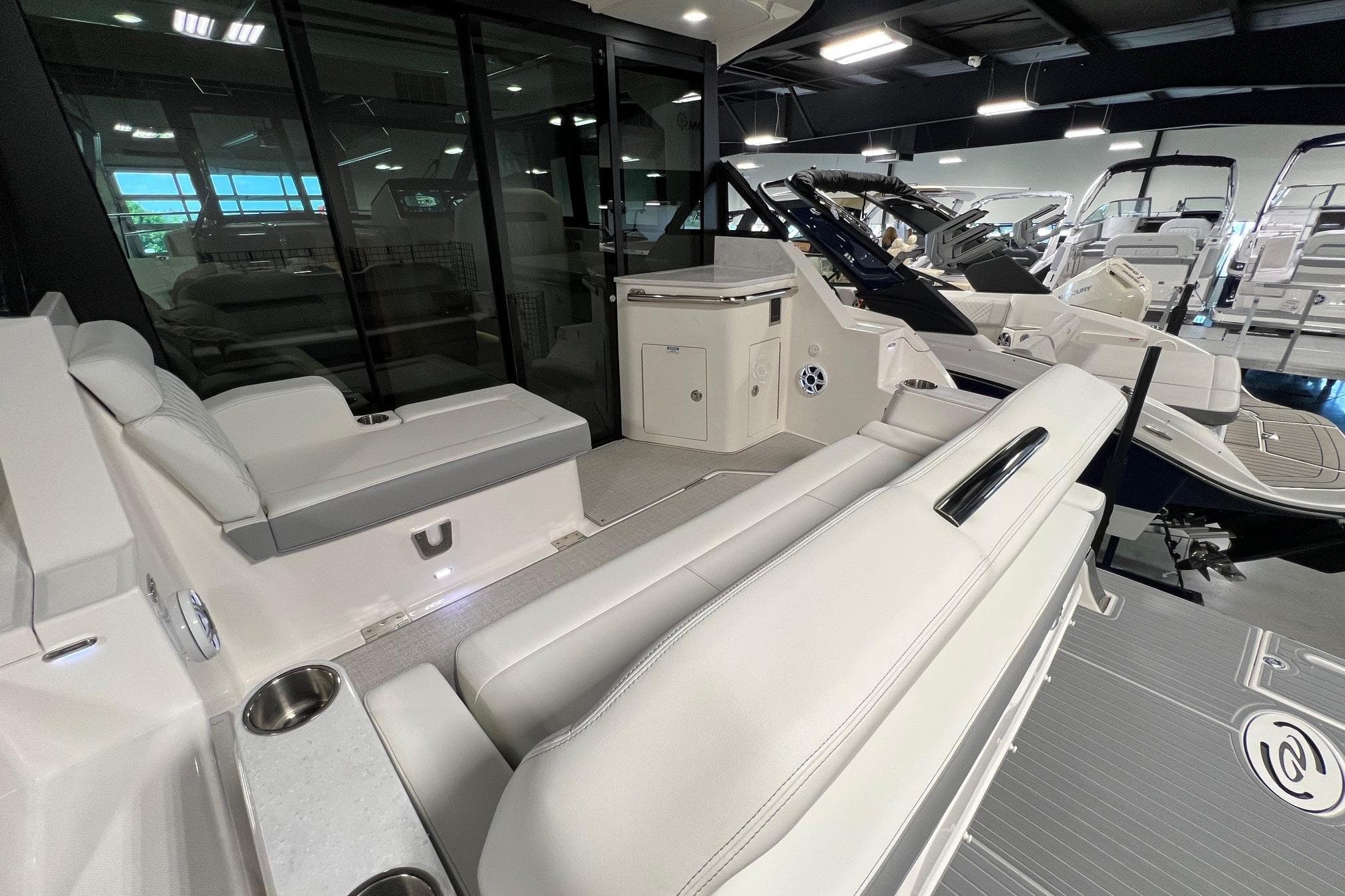 2026 Regal 36 Grande Coupe interior with luxurious seating and modern design.
