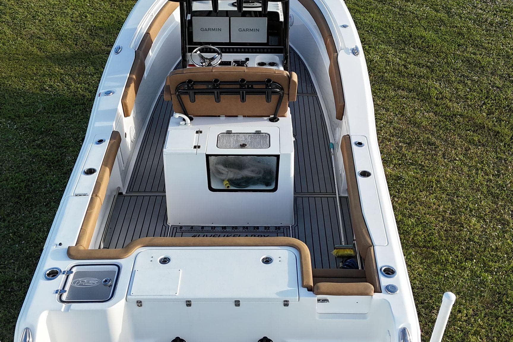 2023 Seahunt 30 GameFish Coffin Box boat with spacious deck and modern controls.