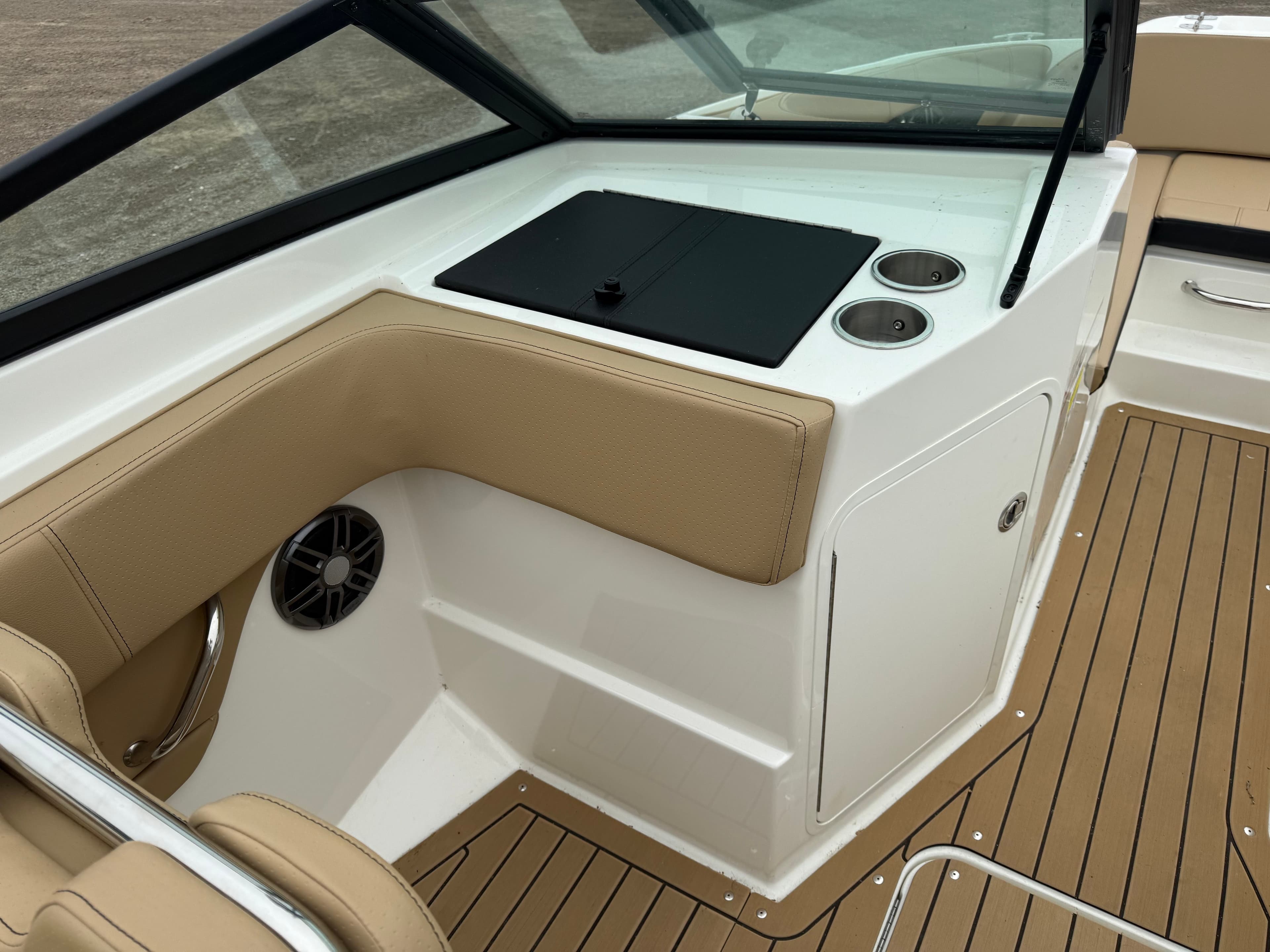Interior of a 2022 Sea Ray SPX 210 boat.
