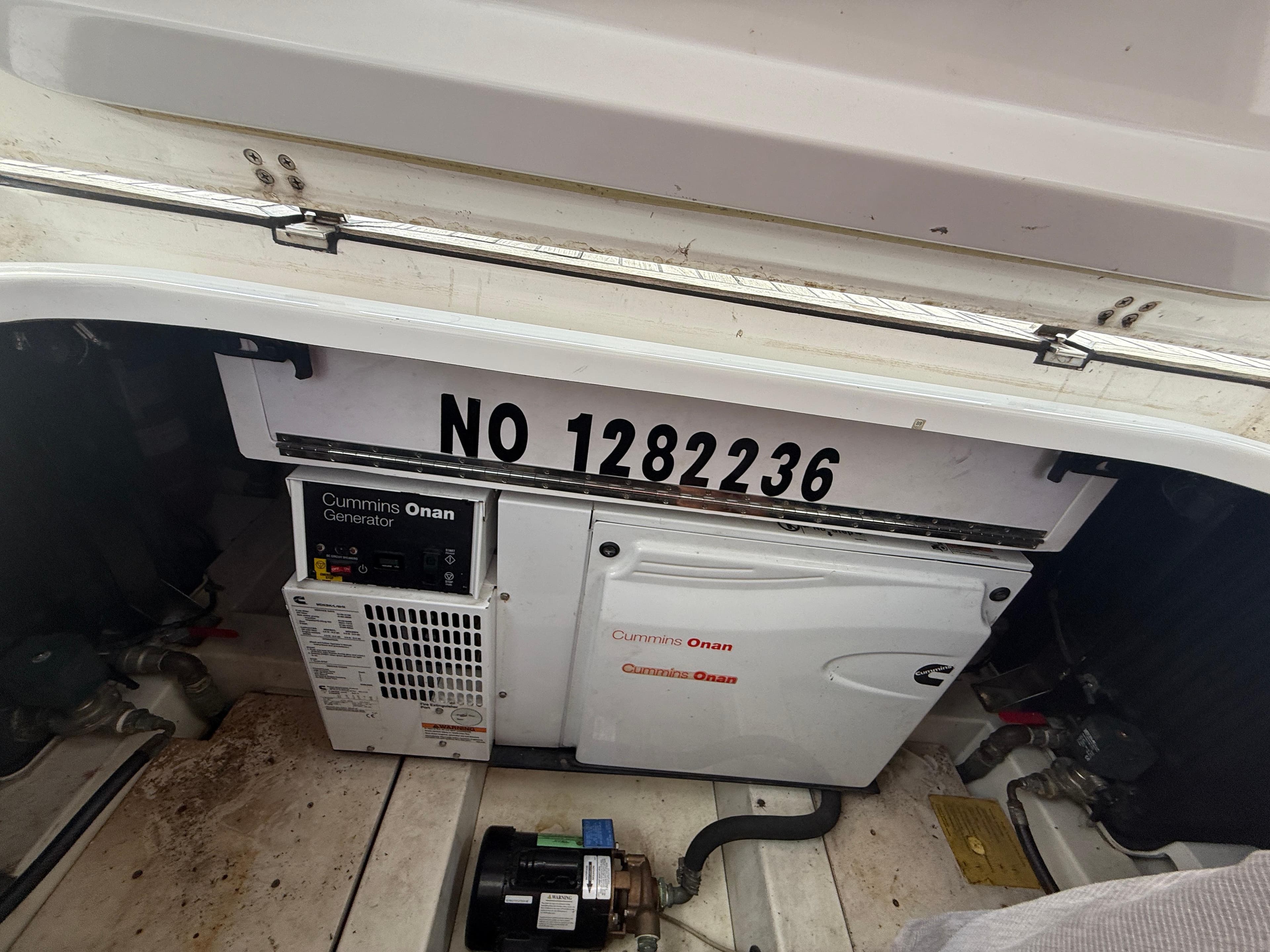 Cummins Onan generator in 2018 Azimut 42 Fly yacht engine compartment.