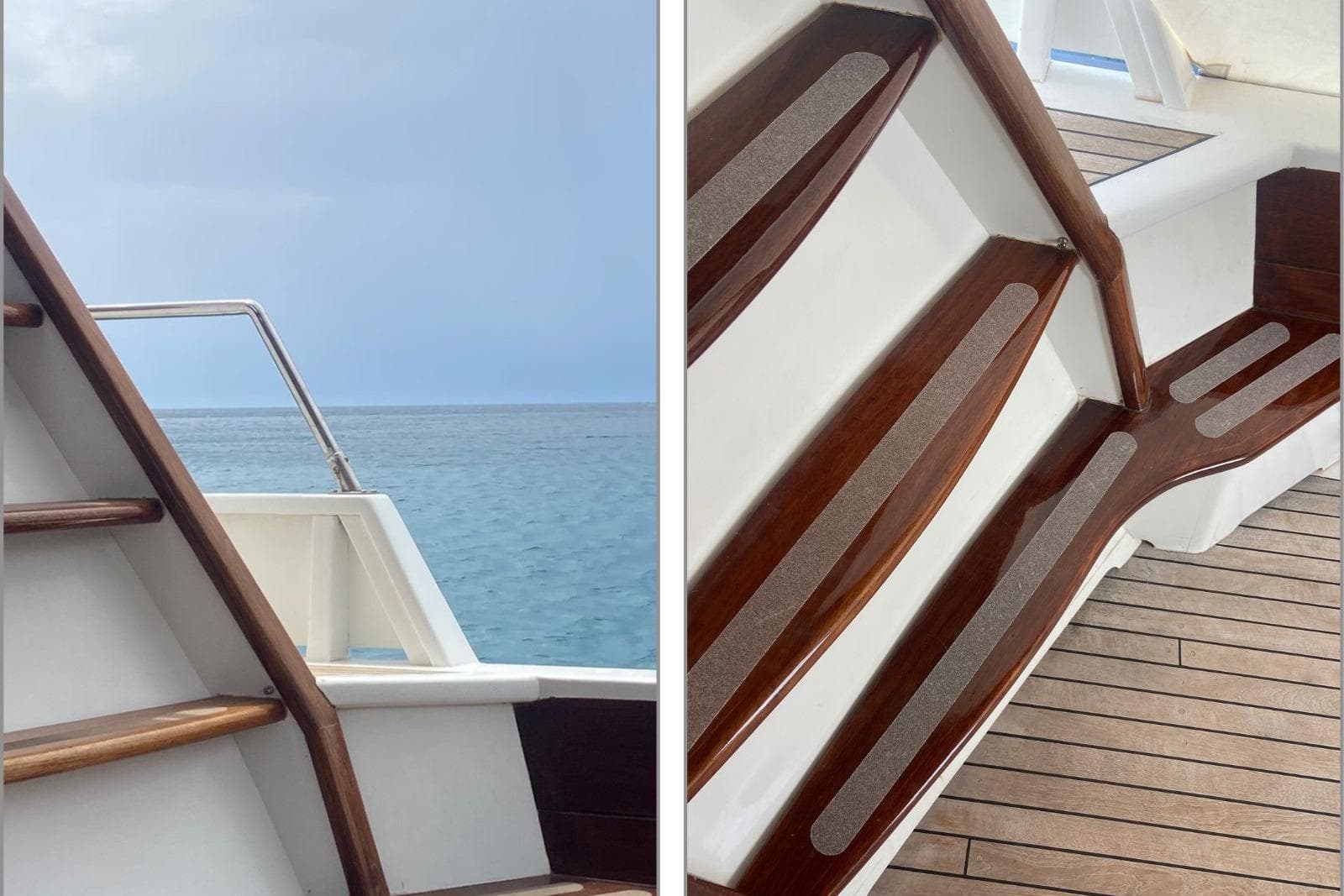 Stairs on Azzurro 16 yacht by Cantiere nautico Azzurro, 1996, with ocean view.