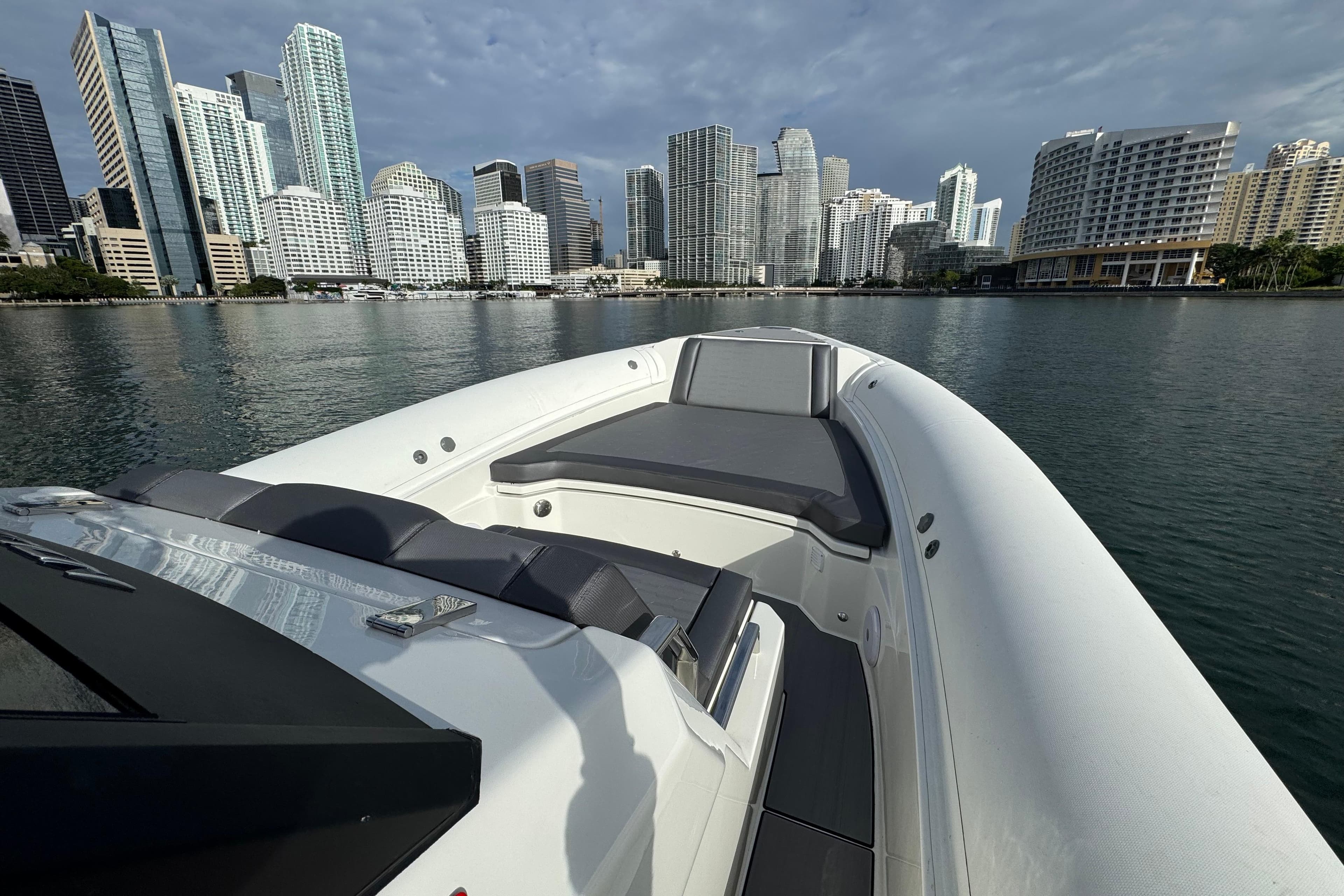 Northstar ORION 10 boat cruising near city skyline, 2026 model.