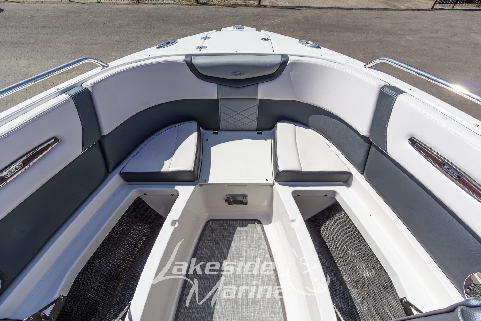 2021 Chaparral 287 SSX boat interior with spacious seating and modern design.