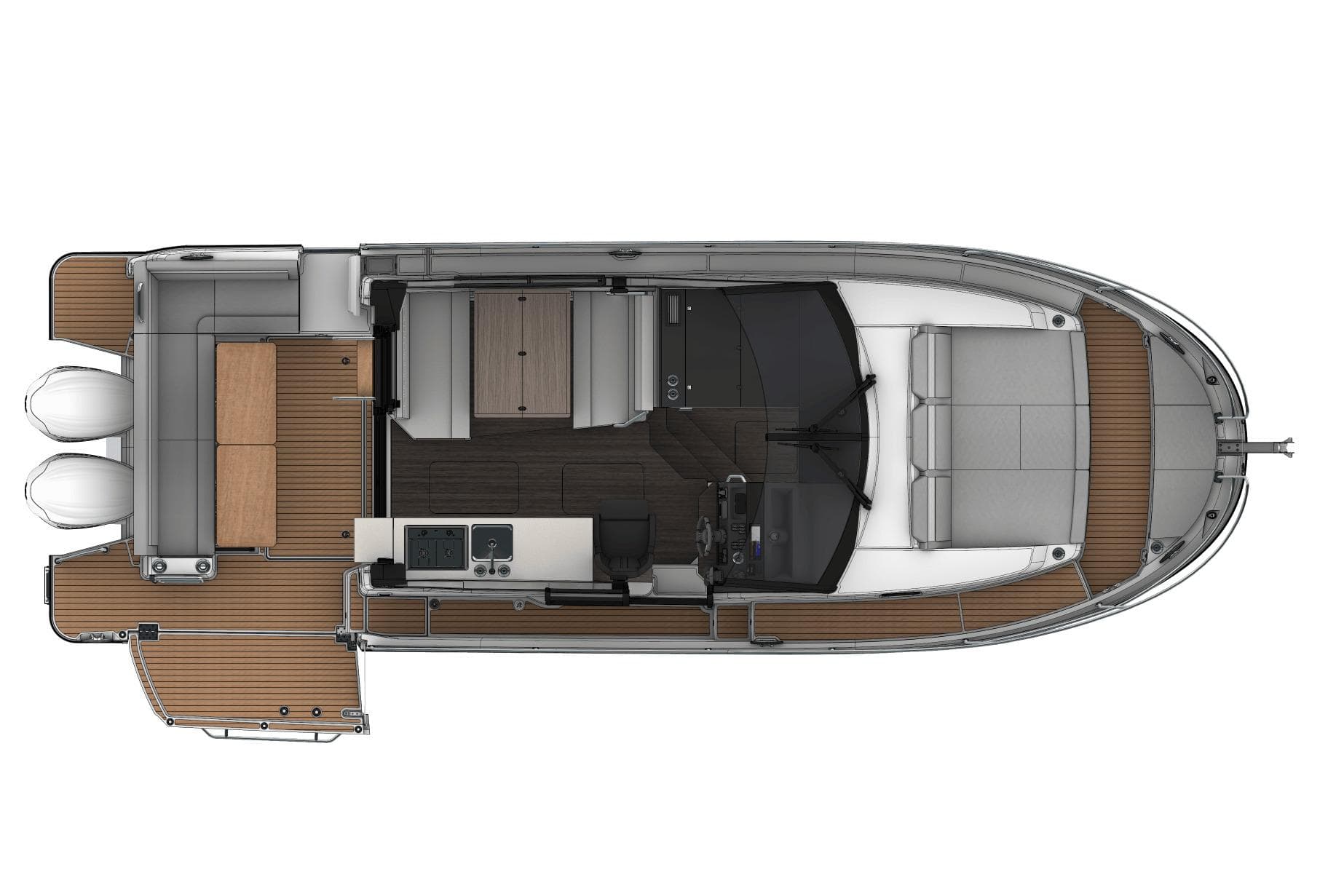 Manufacturer Provided Image: Top view of 2026 Jeanneau NC 1095 Coupe Series 2 boat layout.