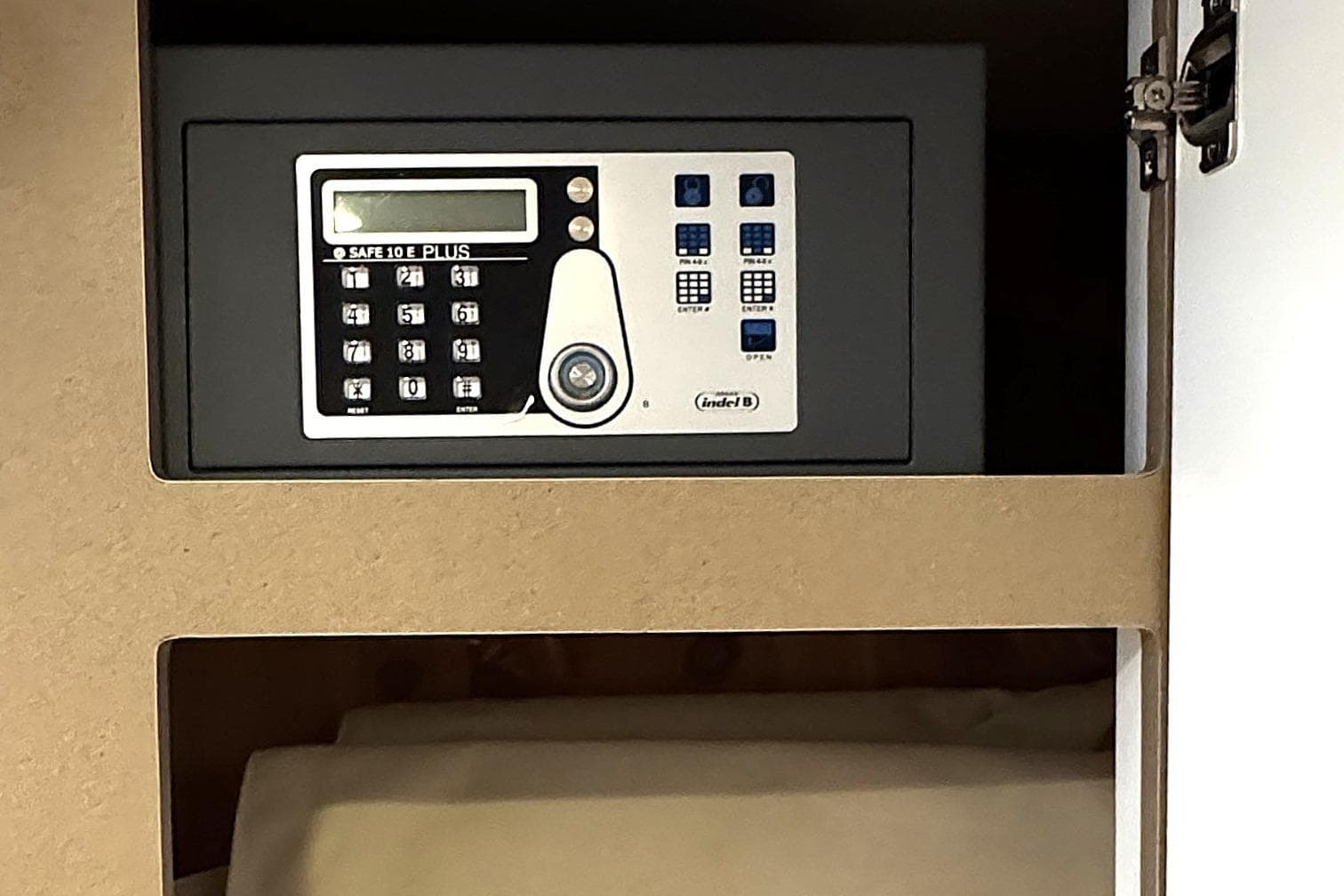 Secure safe inside a 2016 Formula 34 Performance Cruiser cabinet.