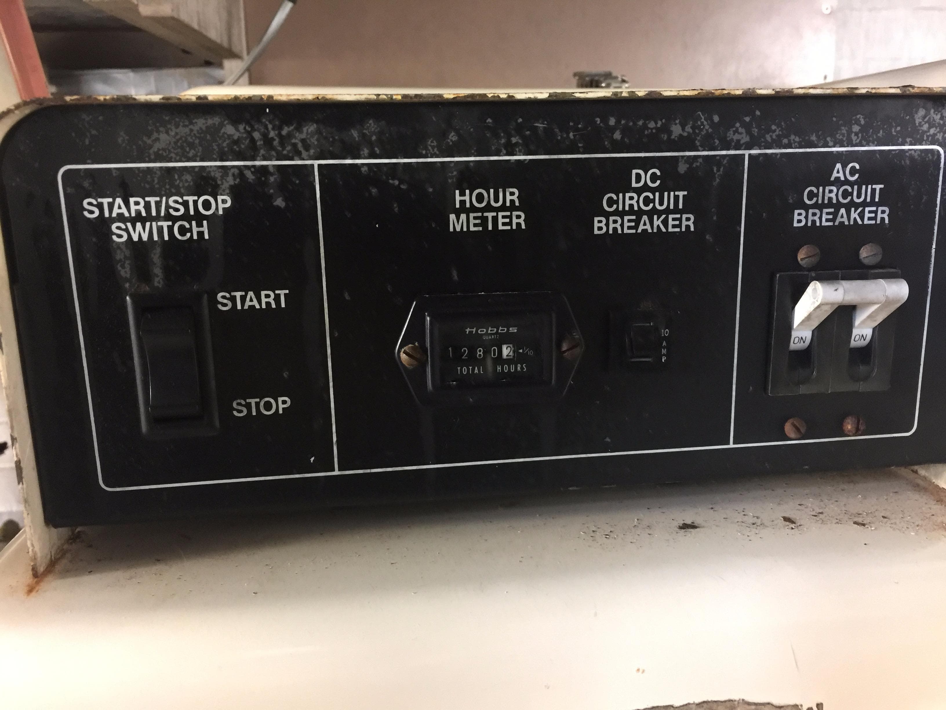 Control panel of a 1989 Viking 41 Sportfish Convertible boat.