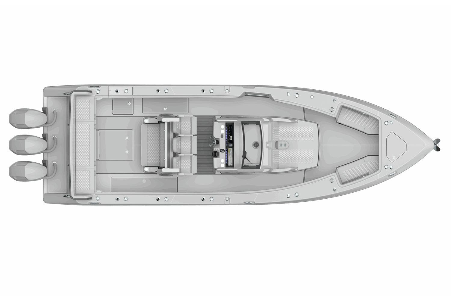Manufacturer Provided Image: Top view of 2026 Solace 35 CS boat with triple engines and spacious deck layout.