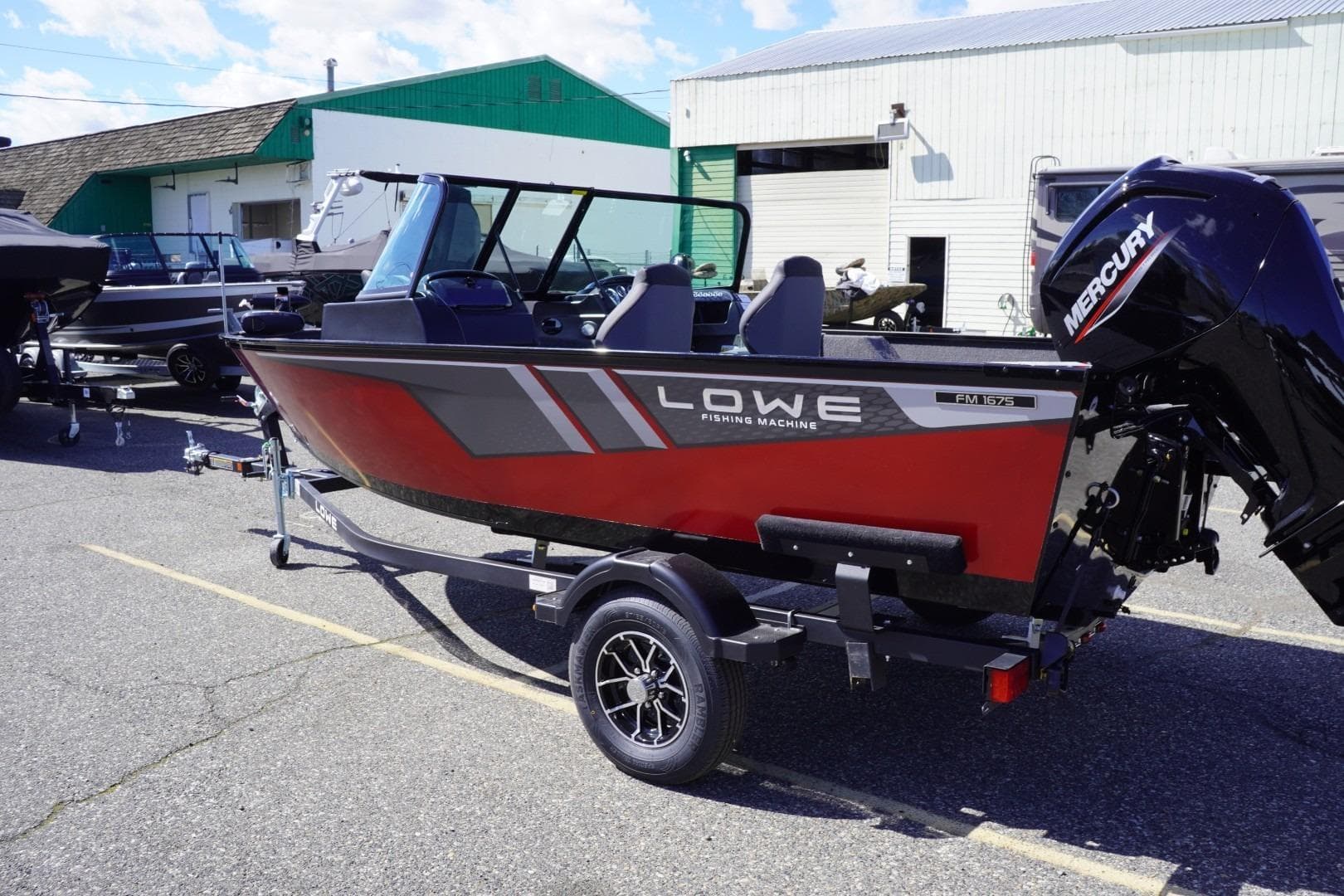 2026 Lowe Fishing Machine 1675 WT boat on trailer, featuring a Mercury engine.