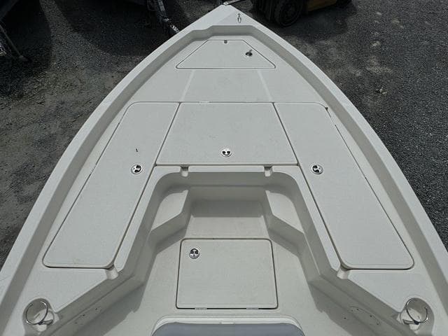 2021 Skeeter SX210 boat bow with storage compartments.