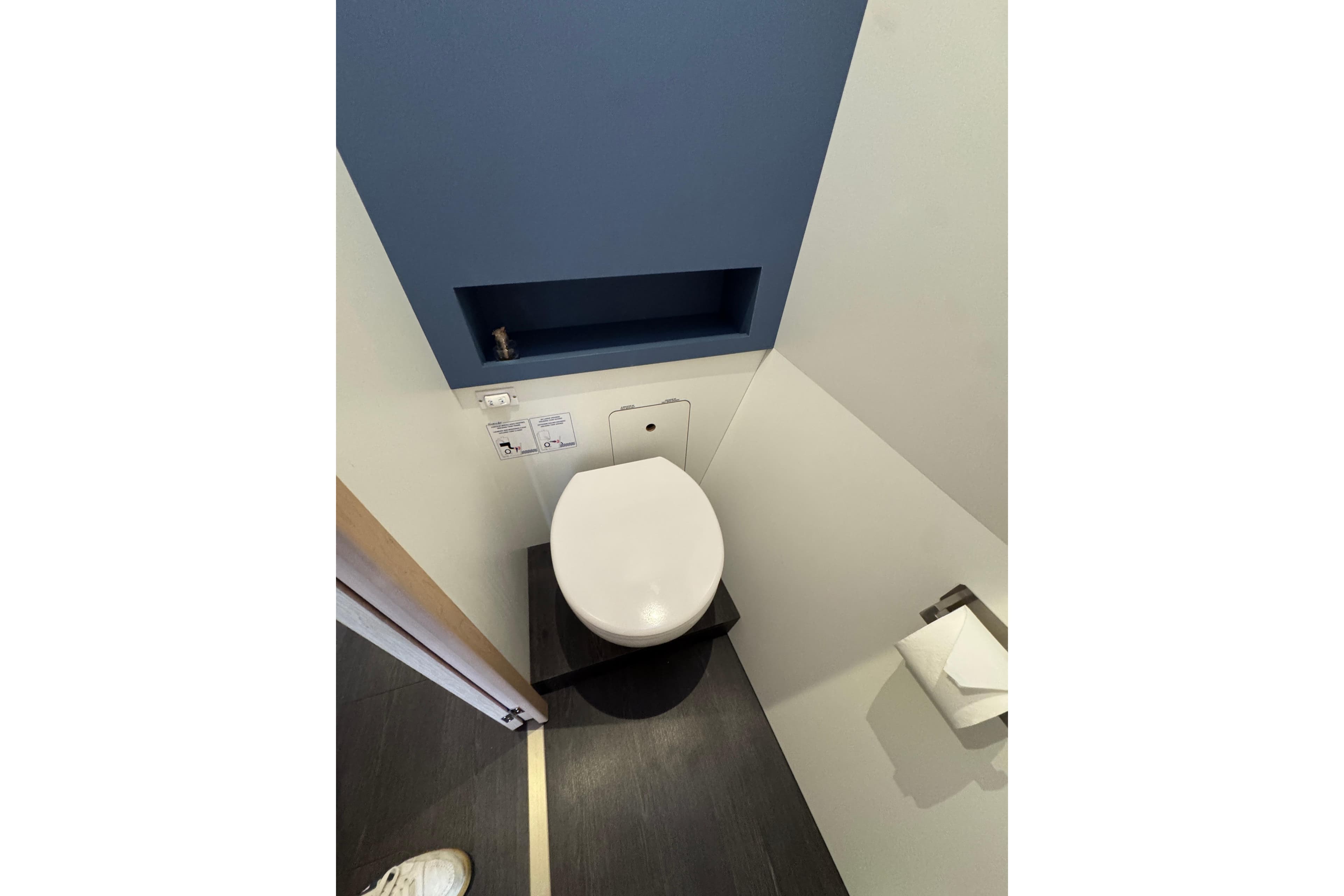 2024 Fountaine Pajot Astrea 42 Catamaran bathroom with modern toilet and sleek design.