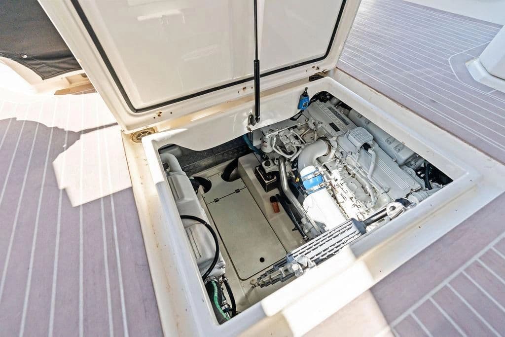Engine compartment of 2013 Azimut Atlantis 48 yacht.